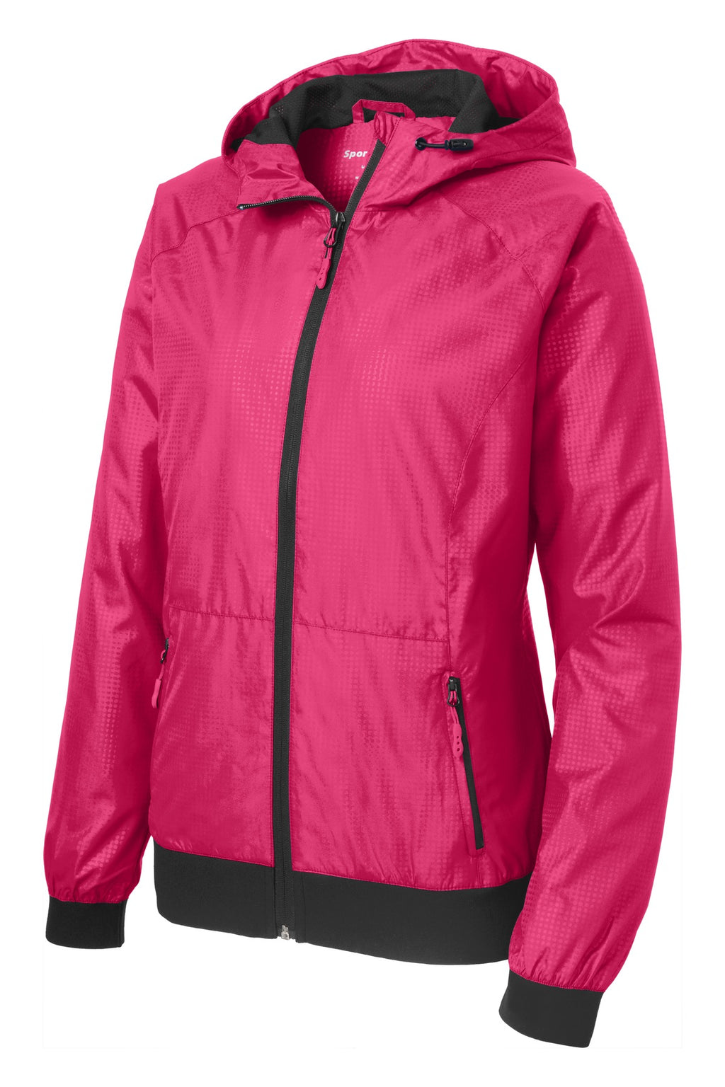 Sport-Tek LST53 Tek Ladies Embossed Hooded Wind Jacket