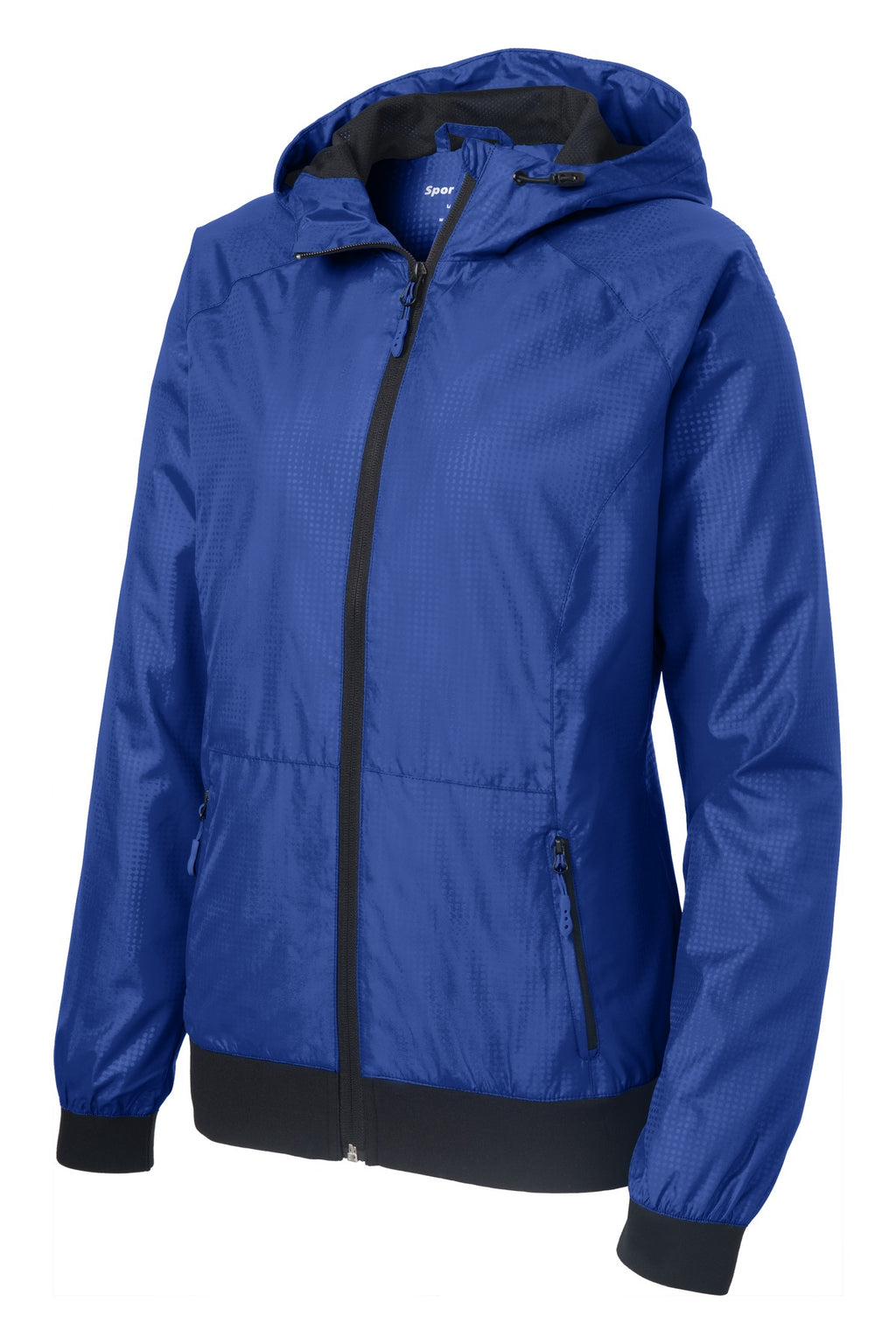 Sport-Tek LST53 Tek Ladies Embossed Hooded Wind Jacket