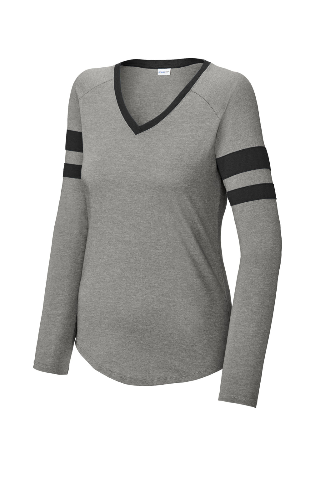 Sport-Tek LST6043 Tek Women's Halftime Stripe Long Sleeve V-Neck Tee