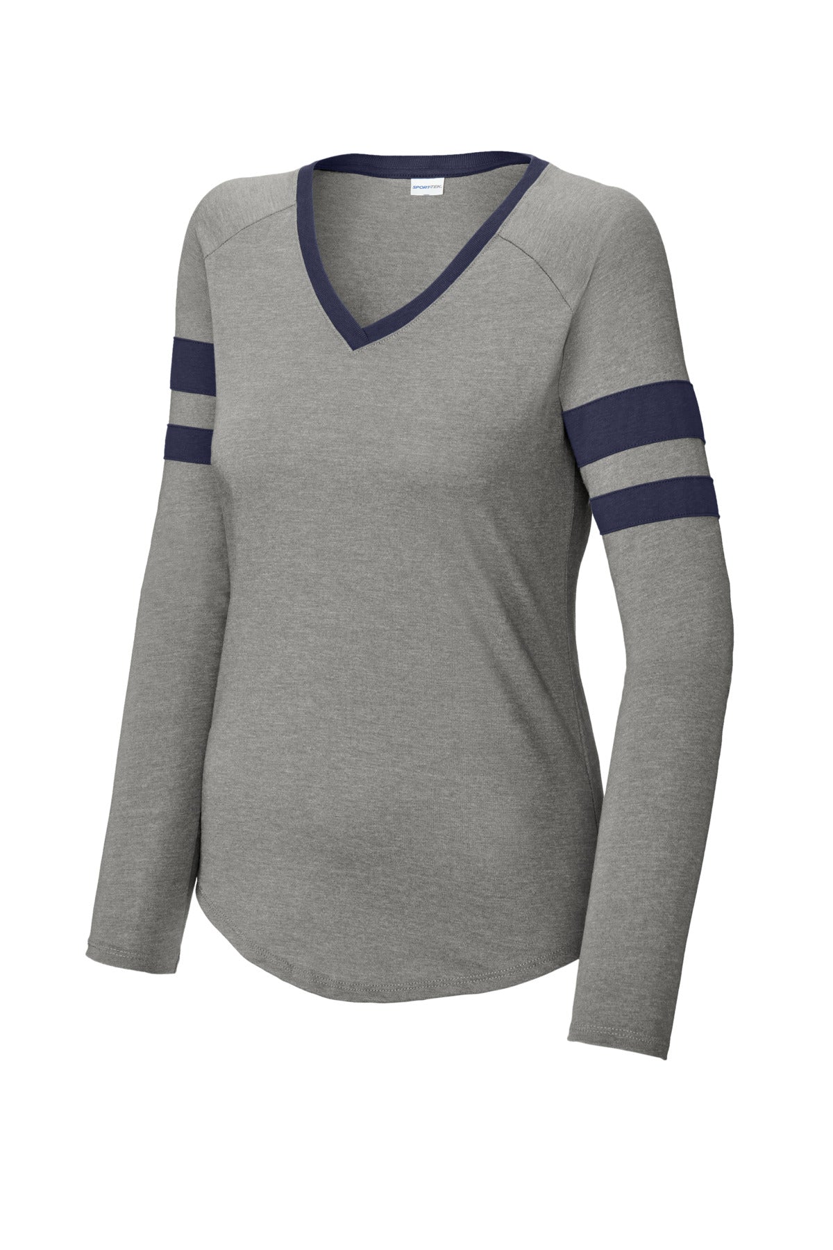 Sport-Tek LST6043 Tek Women's Halftime Stripe Long Sleeve V-Neck Tee