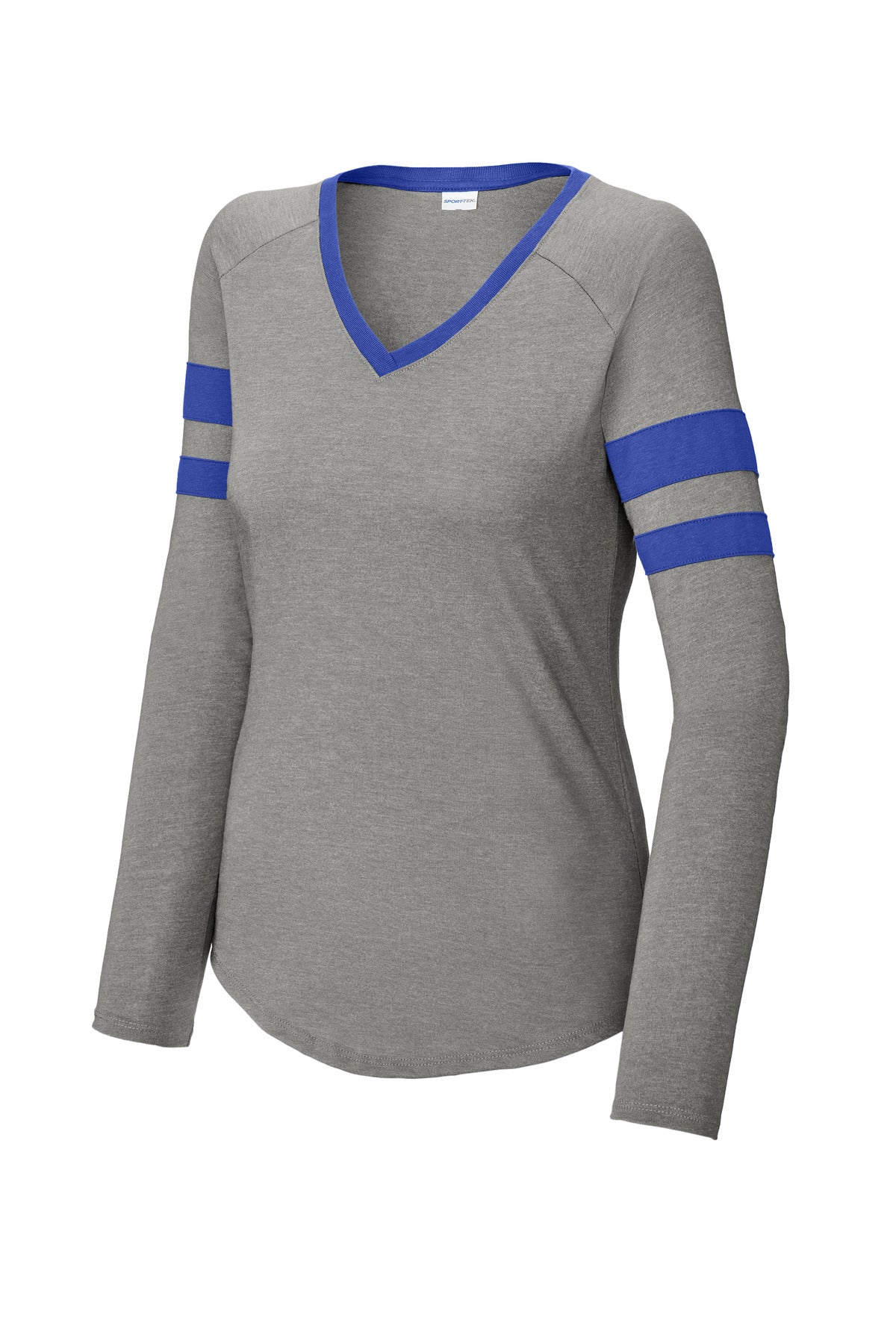Sport-Tek LST6043 Tek Women's Halftime Stripe Long Sleeve V-Neck Tee