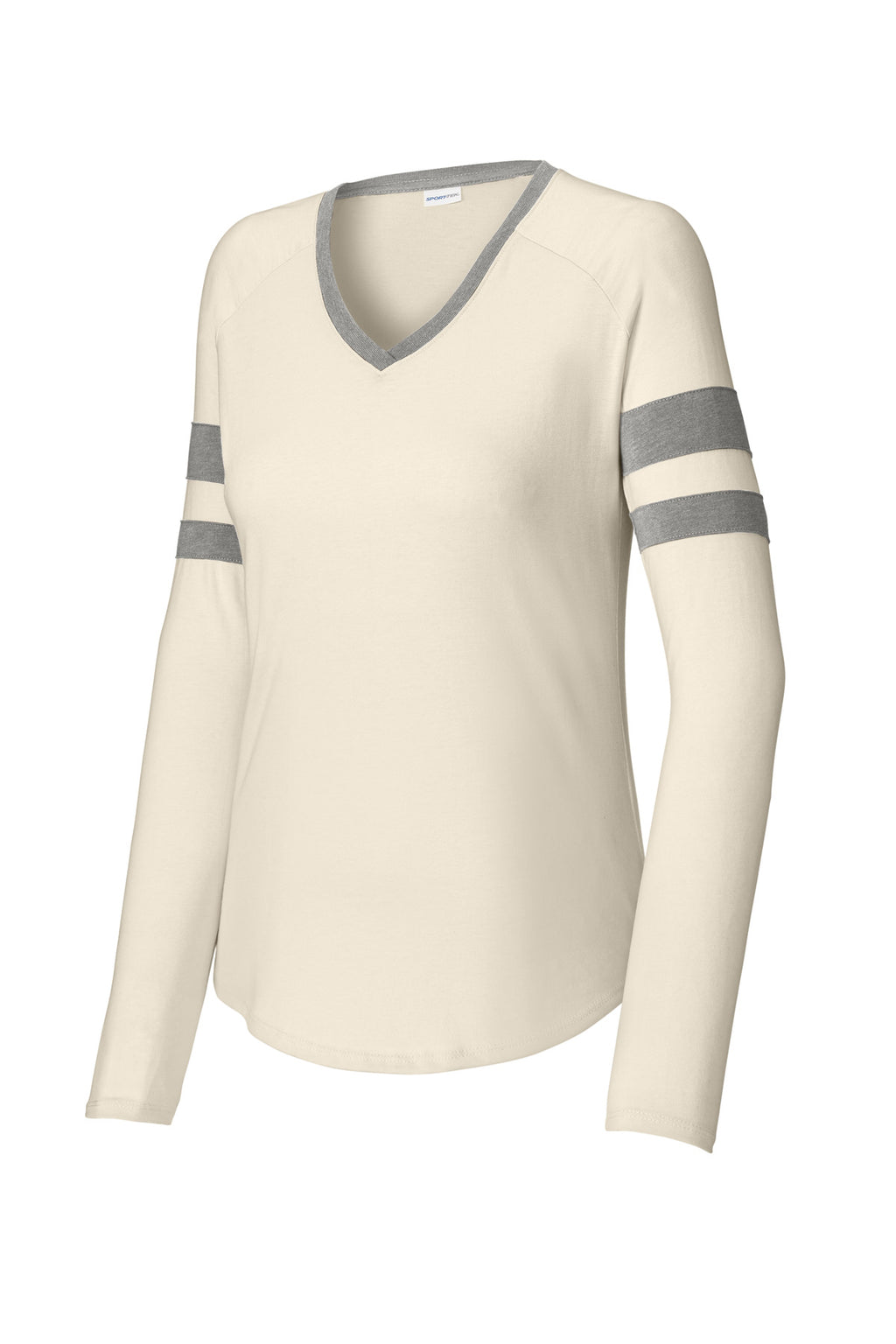 Sport-Tek LST6043 Tek Women's Halftime Stripe Long Sleeve V-Neck Tee