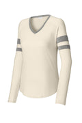 Sport-Tek LST6043 Tek Women's Halftime Stripe Long Sleeve V-Neck Tee