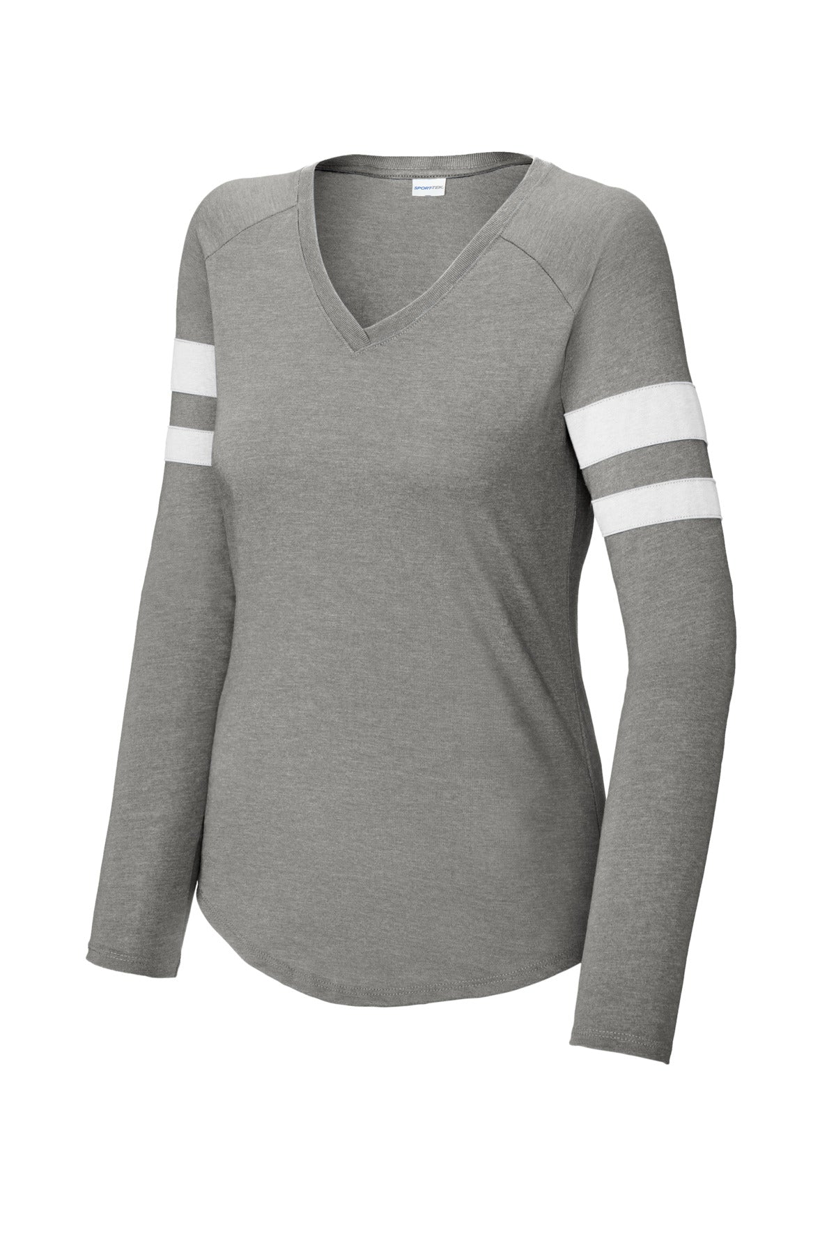 Sport-Tek LST6043 Tek Women's Halftime Stripe Long Sleeve V-Neck Tee