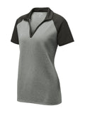 Sport-Tek LST641 Tek  Women's PosiCharge  RacerMesh  Raglan Heather Block Polo