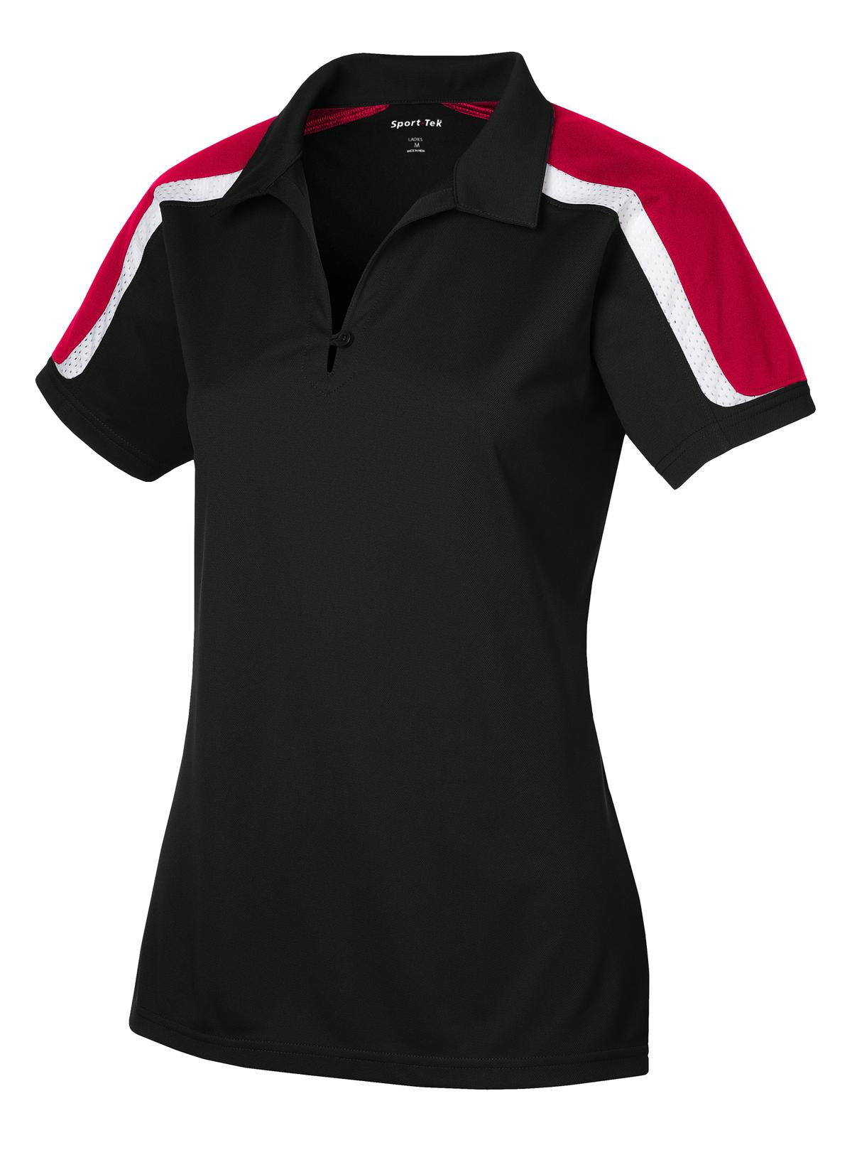 Sport-Tek LST658 Tek Ladies Tricolor Shoulder Micropique Sport-Wick Polo
