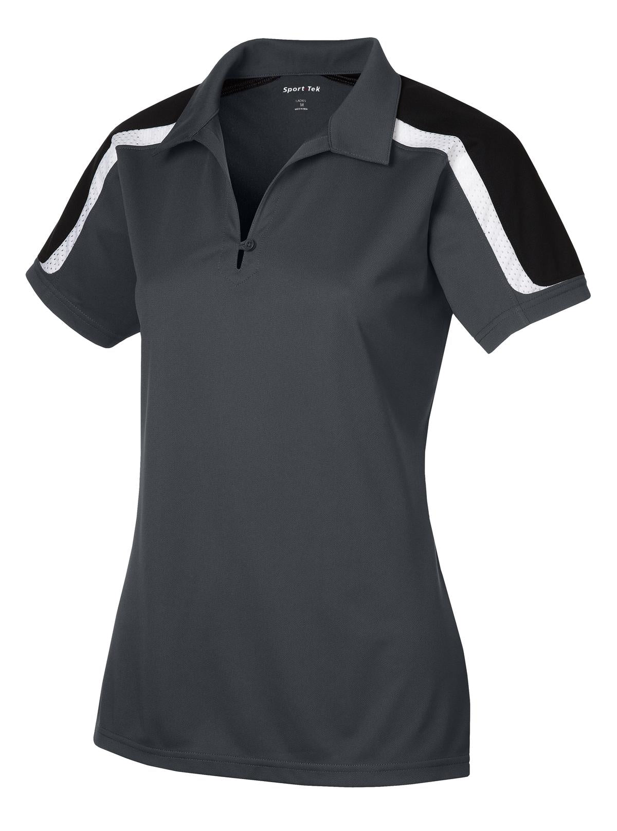 Sport-Tek LST658 Tek Ladies Tricolor Shoulder Micropique Sport-Wick Polo
