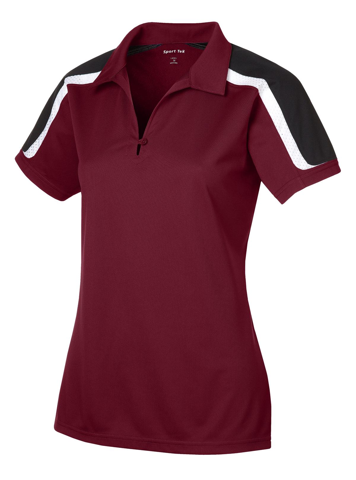 Sport-Tek LST658 Tek Ladies Tricolor Shoulder Micropique Sport-Wick Polo