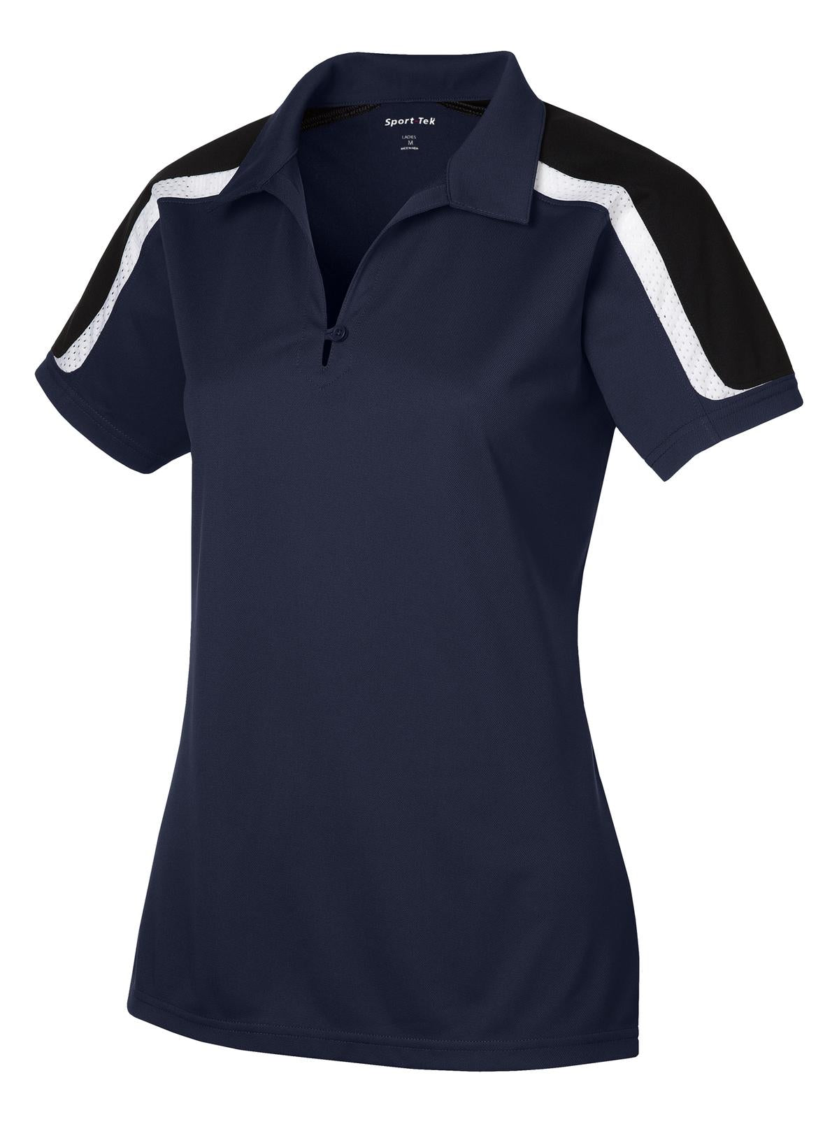 Sport-Tek LST658 Tek Ladies Tricolor Shoulder Micropique Sport-Wick Polo