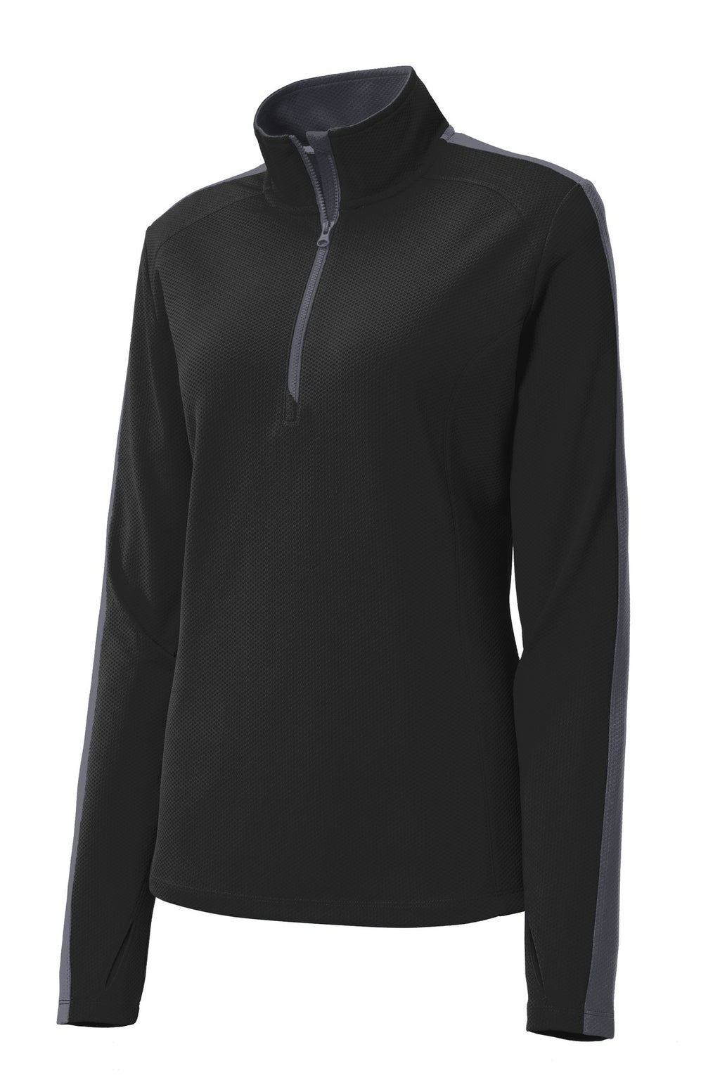 Sport-Tek LST861 Tek Ladies Sport-Wick Textured Colorblock 1/4-Zip Pullover