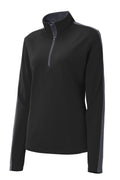Sport-Tek LST861 Tek Ladies Sport-Wick Textured Colorblock 1/4-Zip Pullover