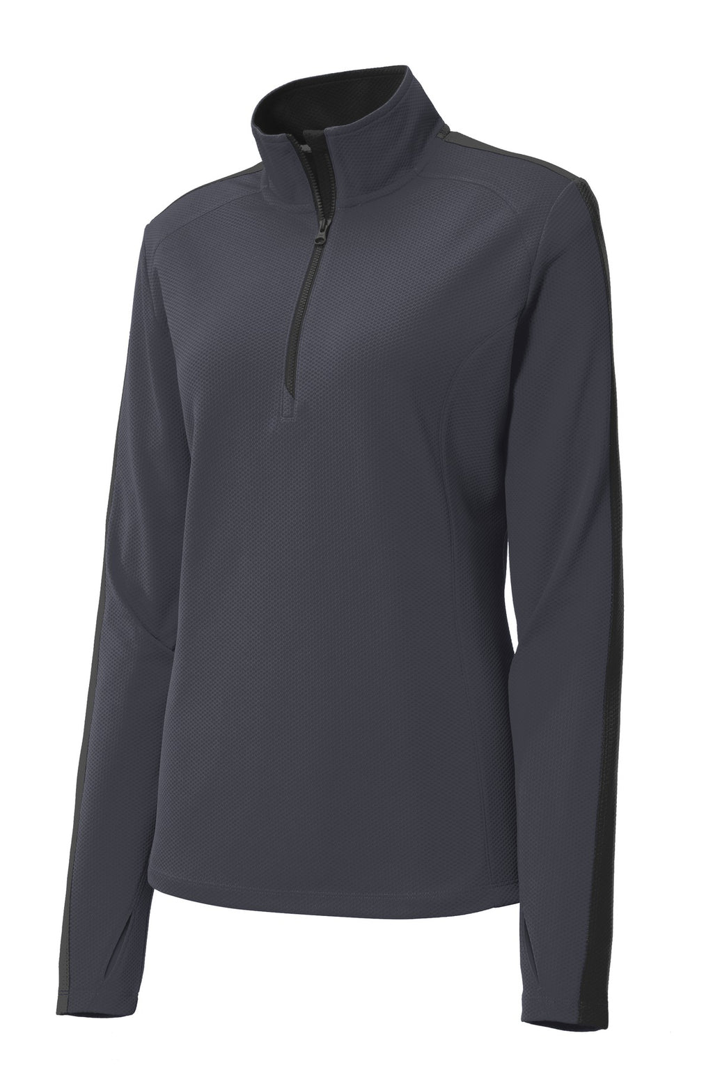 Sport-Tek LST861 Tek Ladies Sport-Wick Textured Colorblock 1/4-Zip Pullover