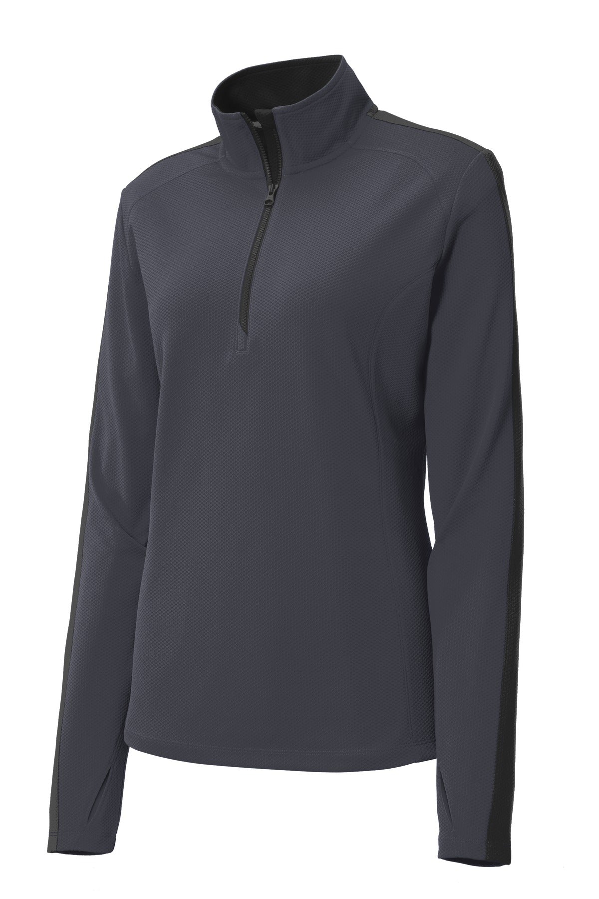 Sport-Tek LST861 Tek Ladies Sport-Wick Textured Colorblock 1/4-Zip Pullover
