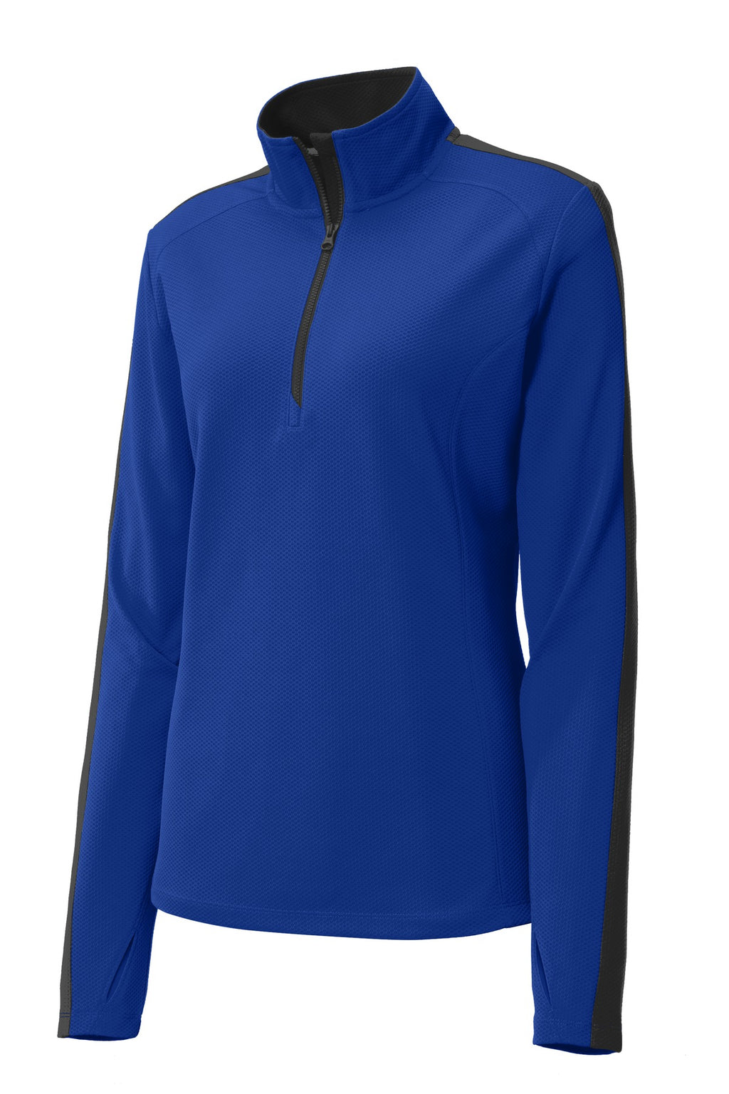 Sport-Tek LST861 Tek Ladies Sport-Wick Textured Colorblock 1/4-Zip Pullover