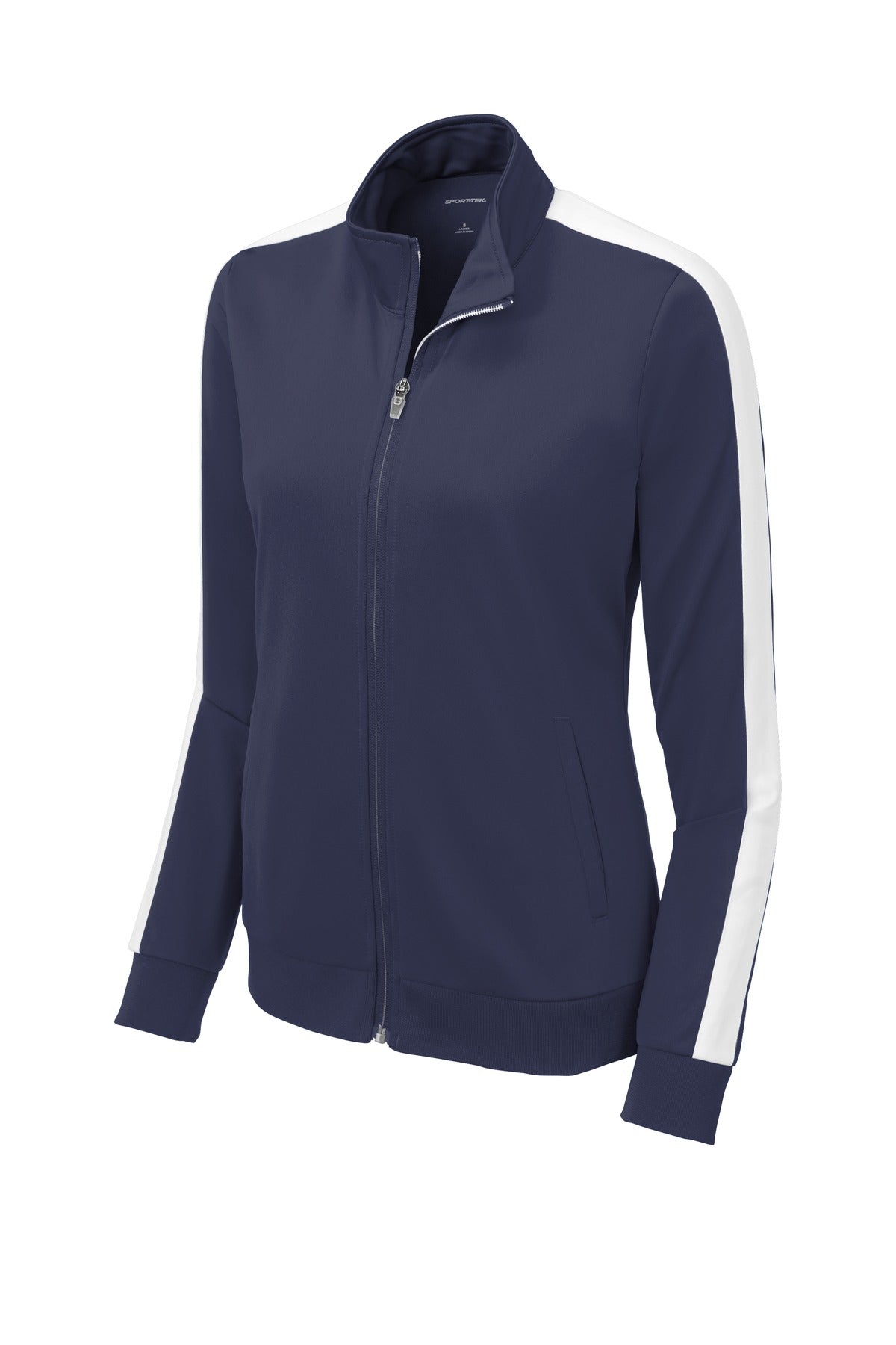 Sport-Tek LST94 Tek  Women's Tricot Sleeve Stripe Track Jacket