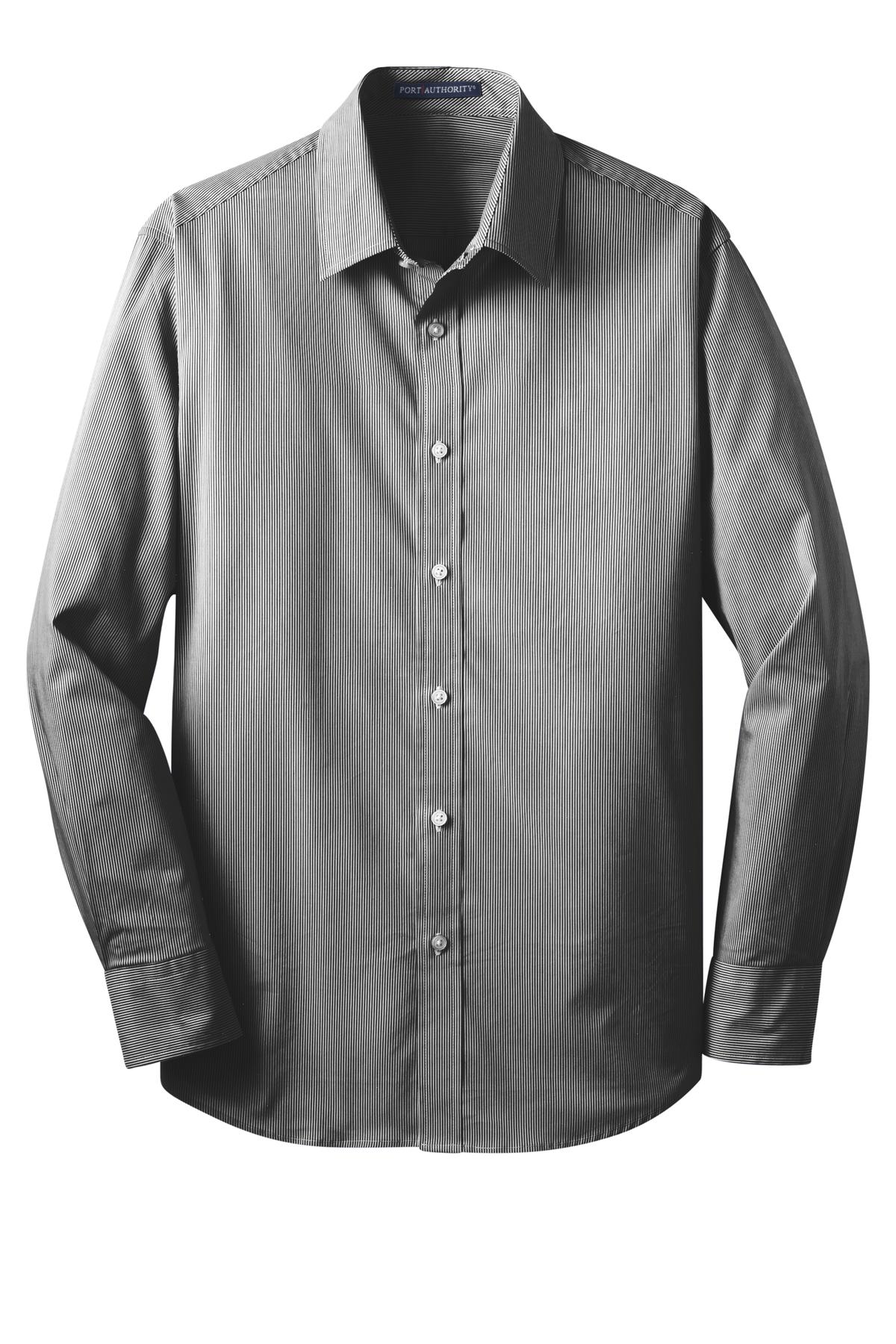 Port Authority S647 DISCONTINUED Port Authority Fine Stripe Stretch Poplin Shirt