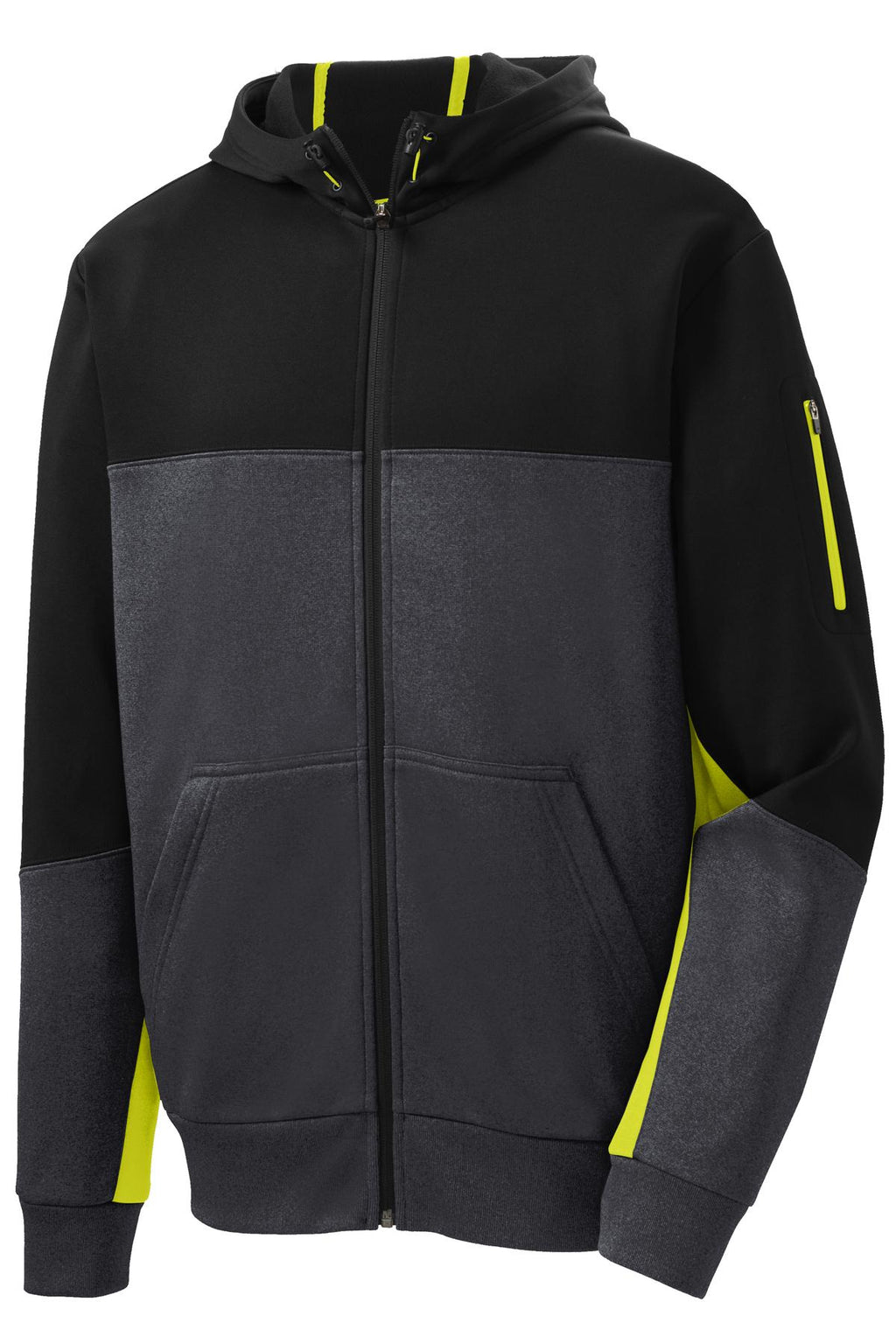 Sport-Tek ST245 Tek Tech Fleece Colorblock Full-Zip Hooded Jacket