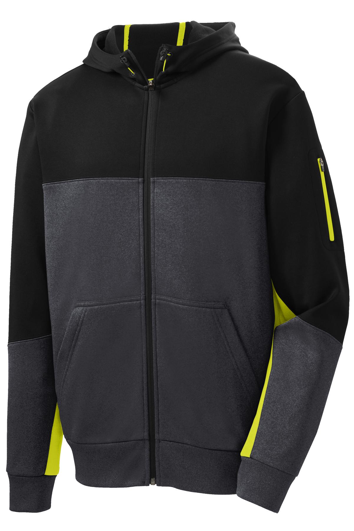 Sport-Tek ST245 Tek Tech Fleece Colorblock Full-Zip Hooded Jacket