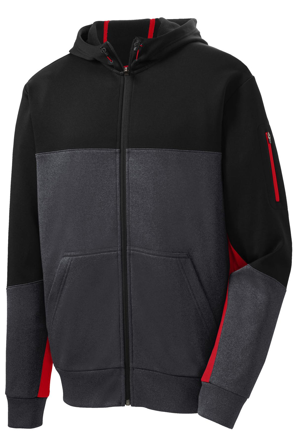 Sport-Tek ST245 Tek Tech Fleece Colorblock Full-Zip Hooded Jacket