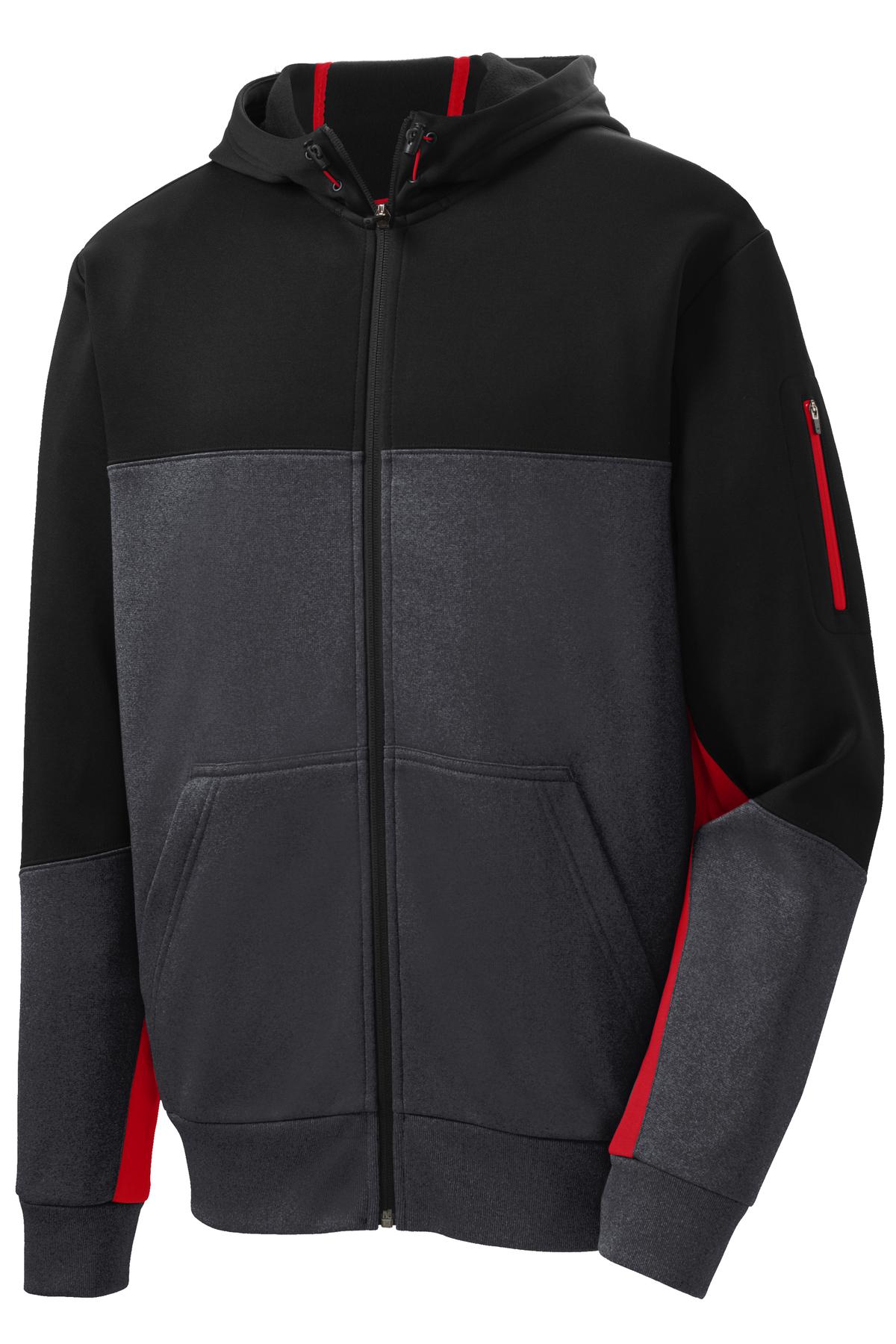 Sport-Tek ST245 Tek Tech Fleece Colorblock Full-Zip Hooded Jacket