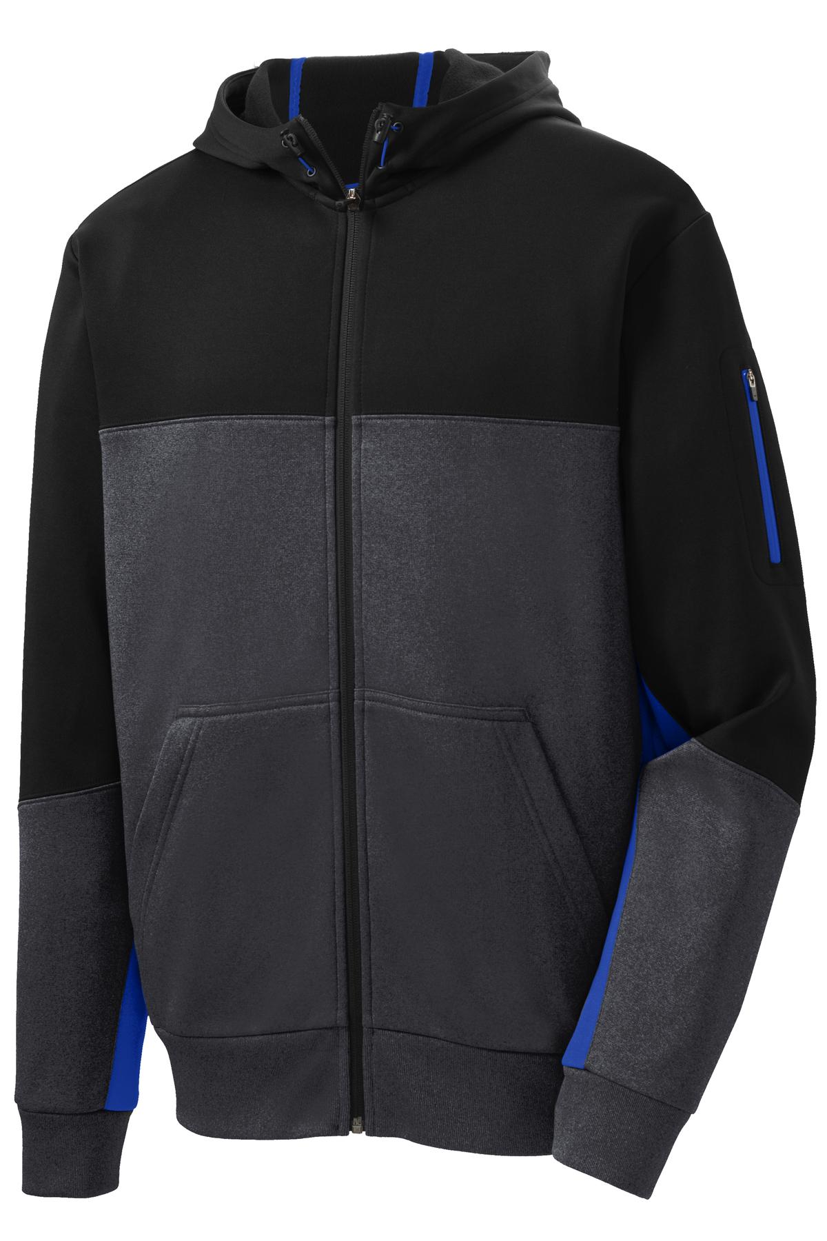 Sport-Tek ST245 Tek Tech Fleece Colorblock Full-Zip Hooded Jacket