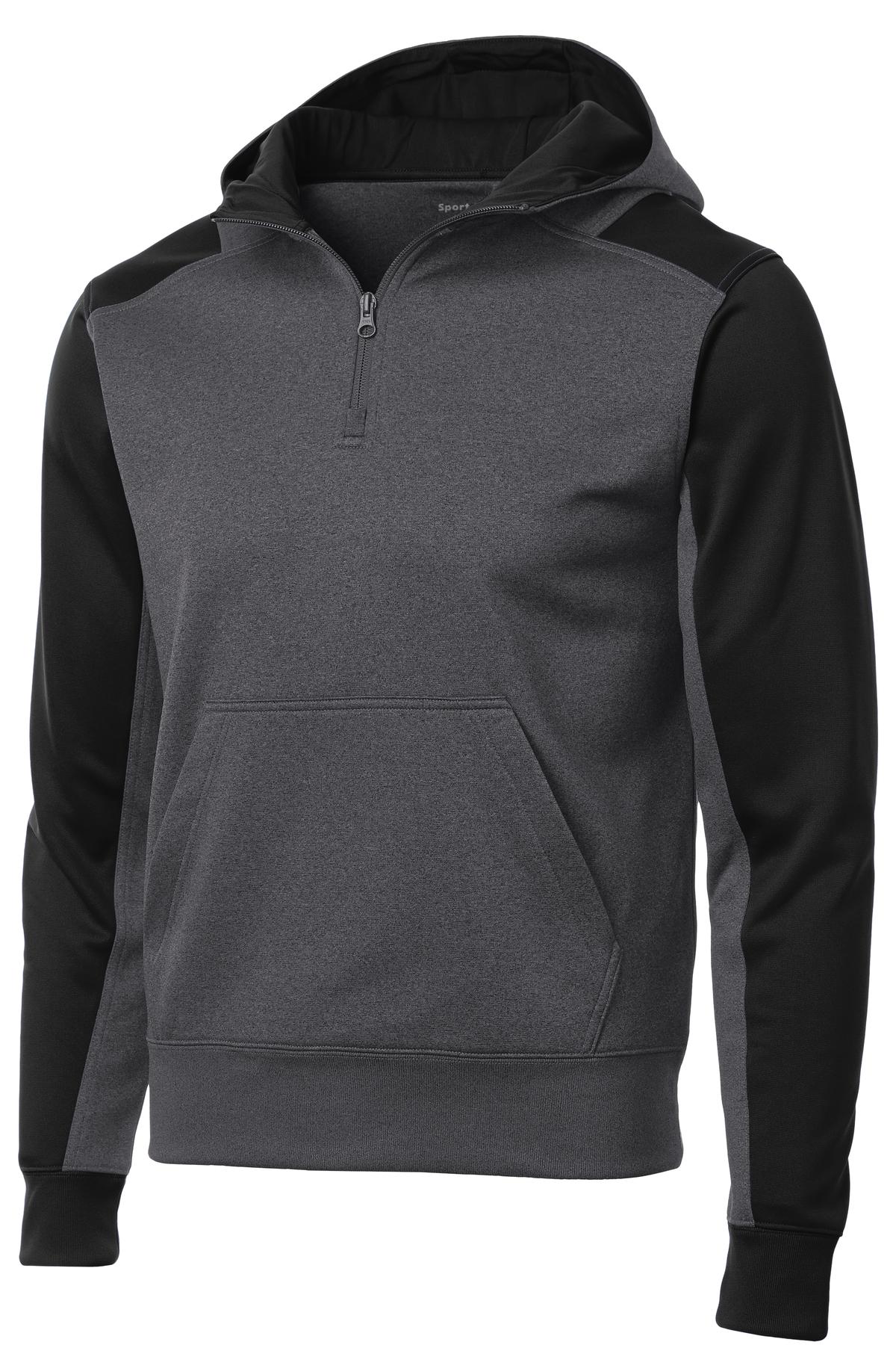 Sport-Tek ST249 Tek  Tech Fleece Colorblock 1/4-Zip Hooded Sweatshirt