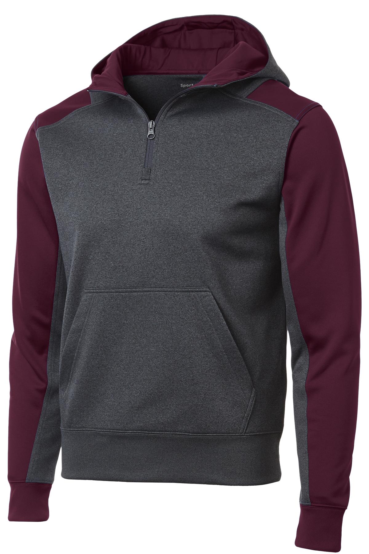 Sport-Tek ST249 Tek  Tech Fleece Colorblock 1/4-Zip Hooded Sweatshirt