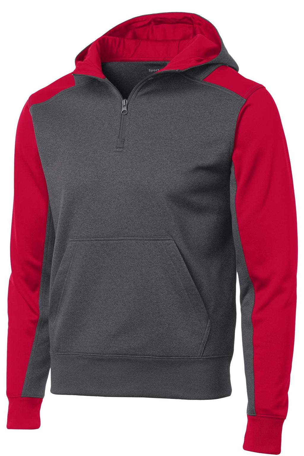 Sport-Tek ST249 Tek  Tech Fleece Colorblock 1/4-Zip Hooded Sweatshirt