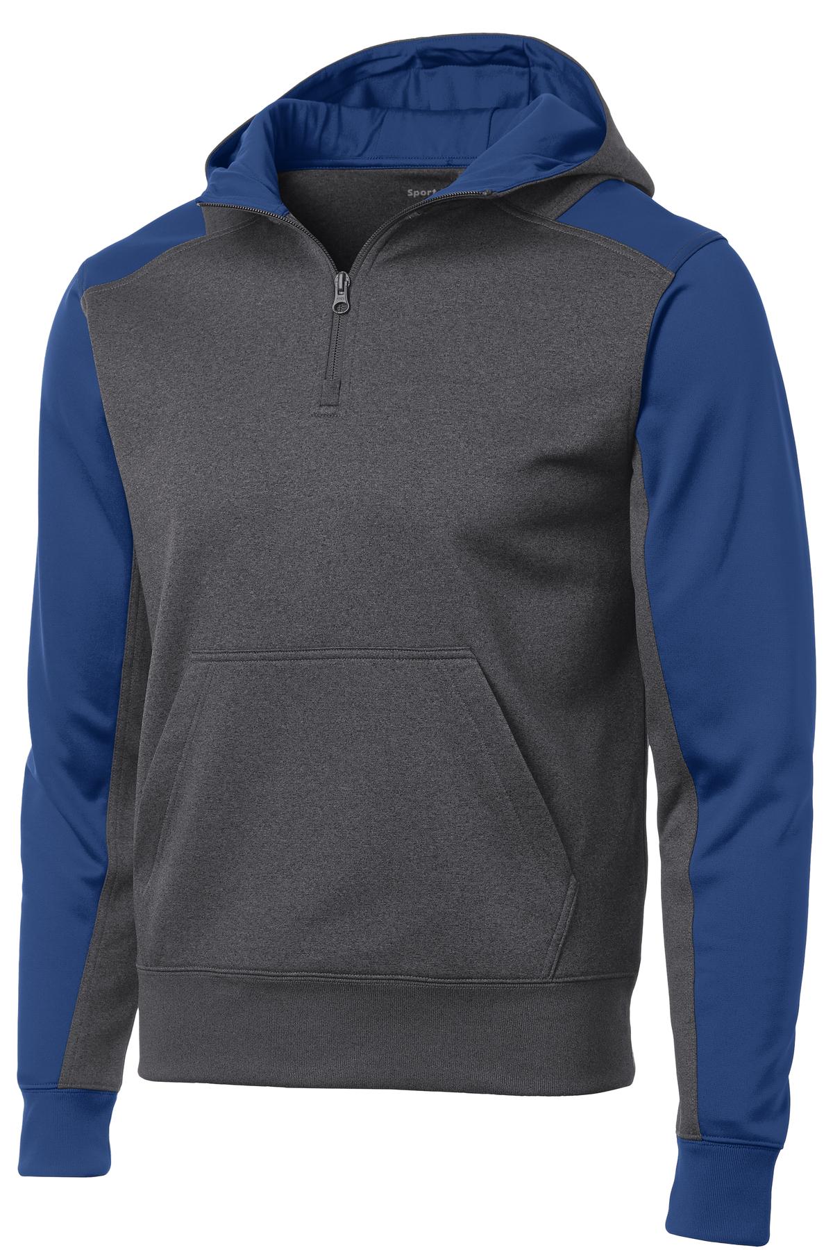 Sport-Tek ST249 Tek  Tech Fleece Colorblock 1/4-Zip Hooded Sweatshirt