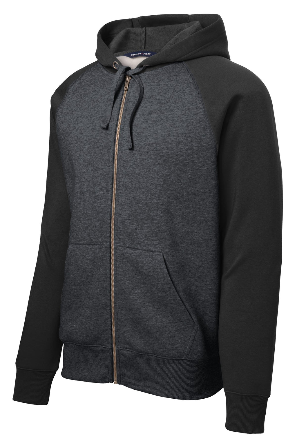Sport-Tek ST269 Tek Raglan Colorblock Full-Zip Hooded Fleece Jacket