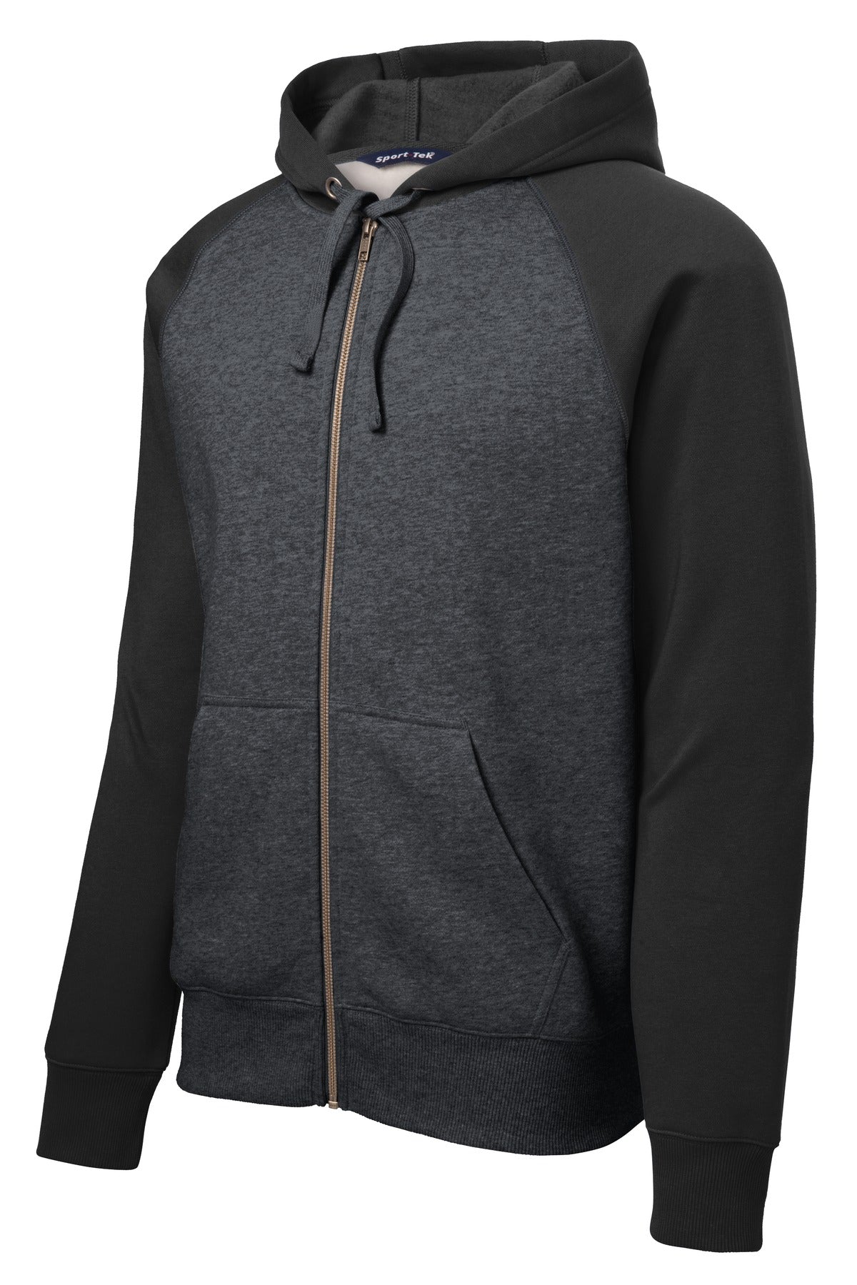 Sport-Tek ST269 Tek Raglan Colorblock Full-Zip Hooded Fleece Jacket
