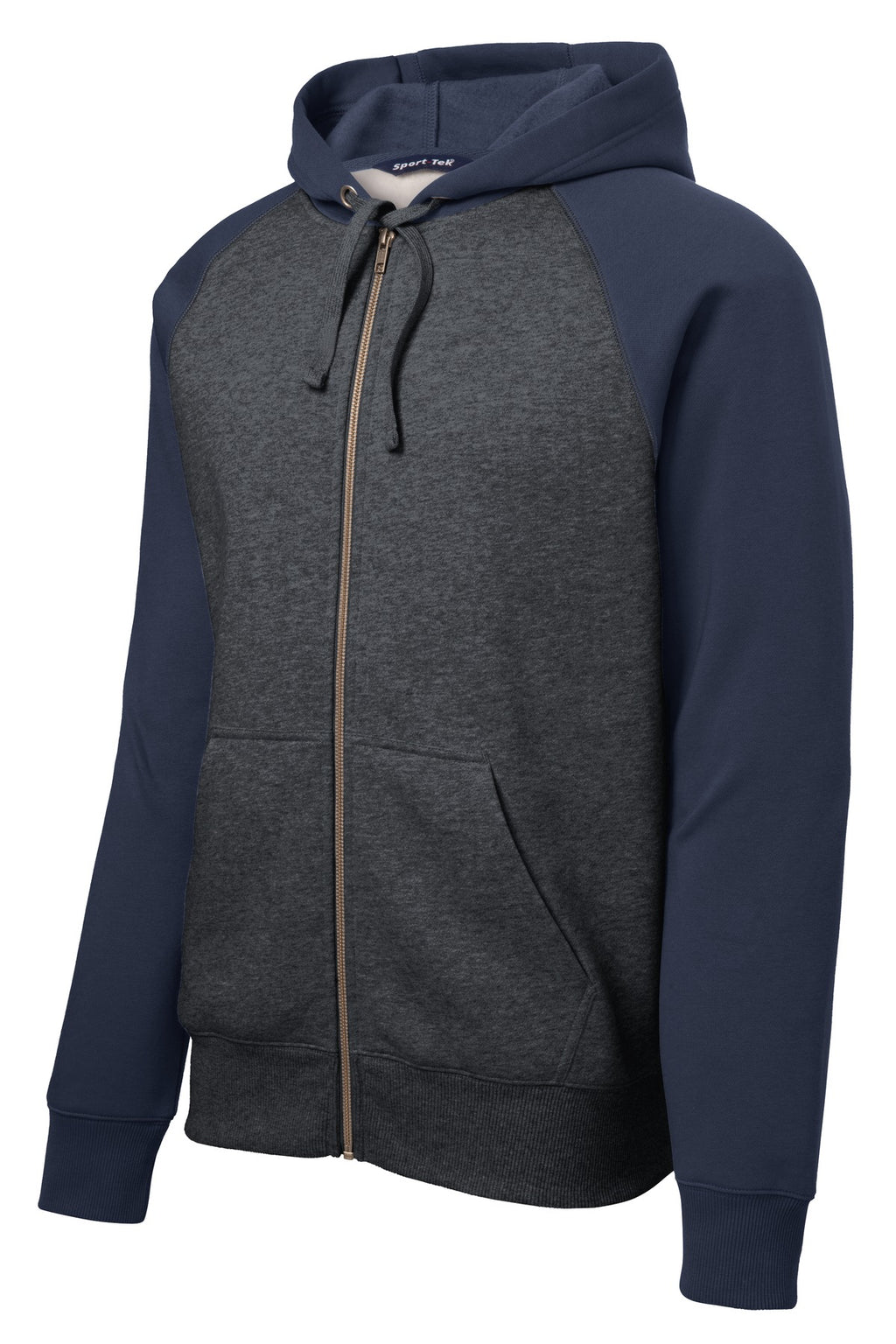 Sport-Tek ST269 Tek Raglan Colorblock Full-Zip Hooded Fleece Jacket