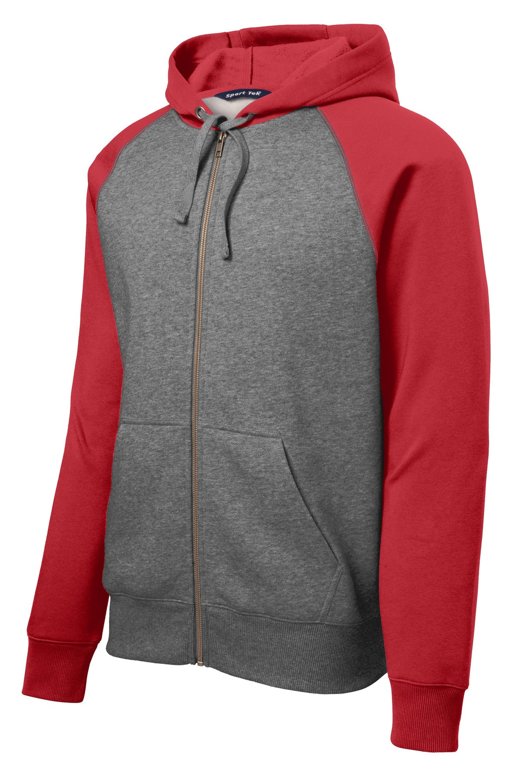 Sport-Tek ST269 Tek Raglan Colorblock Full-Zip Hooded Fleece Jacket