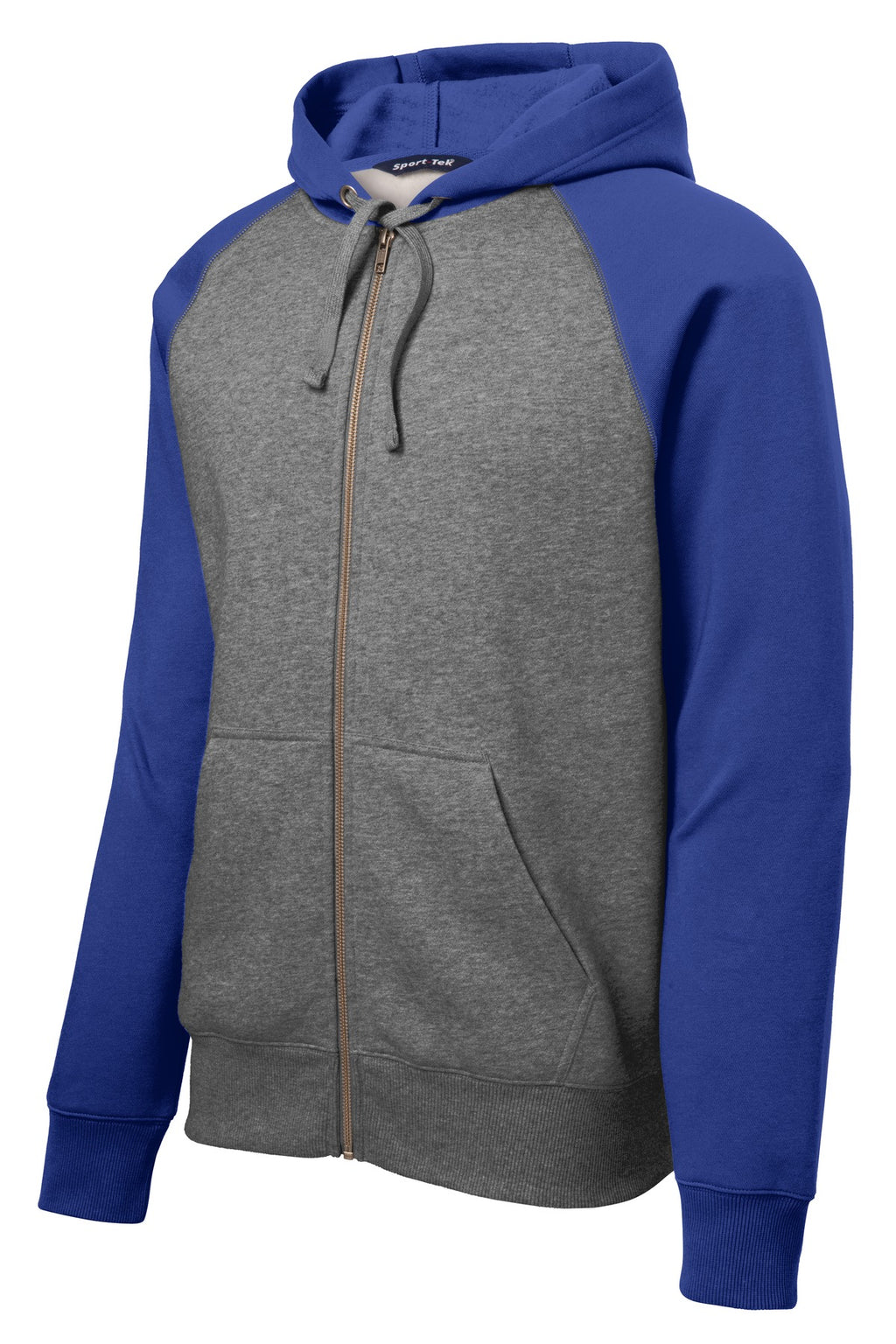 Sport-Tek ST269 Tek Raglan Colorblock Full-Zip Hooded Fleece Jacket