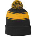 Sport-Tek STC28 Tek Stripe Pom Pom Beanie