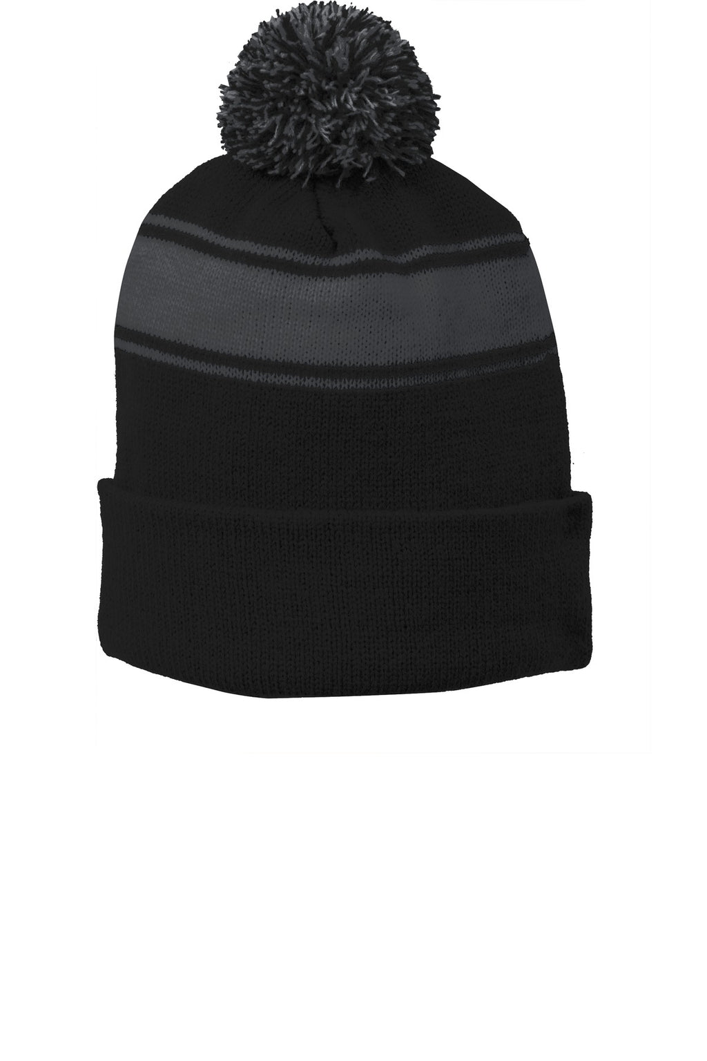 Sport-Tek STC28 Tek Stripe Pom Pom Beanie