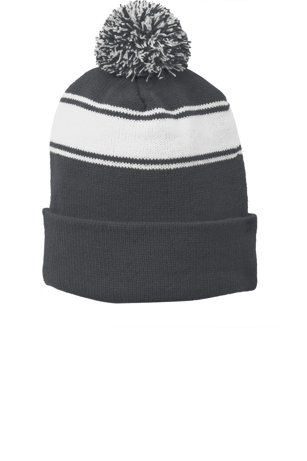 Sport-Tek STC28 Tek Stripe Pom Pom Beanie