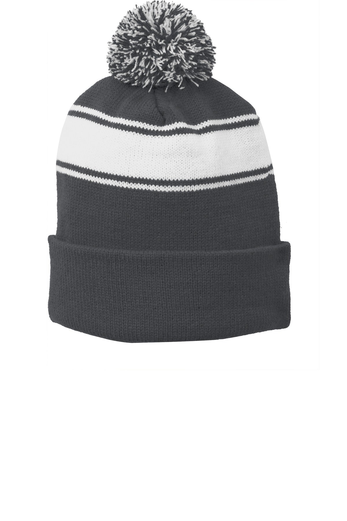 Sport-Tek STC28 Tek Stripe Pom Pom Beanie