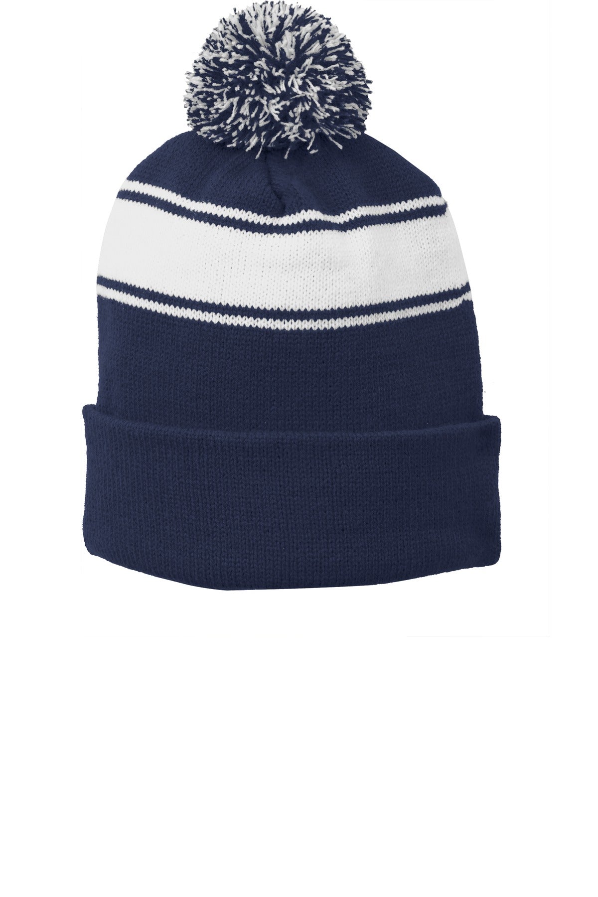 Sport-Tek STC28 Tek Stripe Pom Pom Beanie