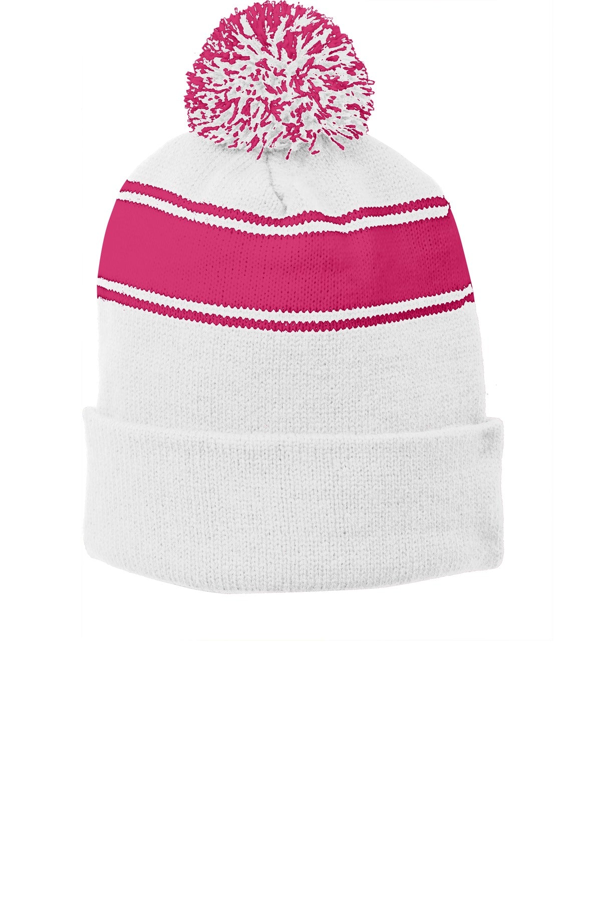 Sport-Tek STC28 Tek Stripe Pom Pom Beanie