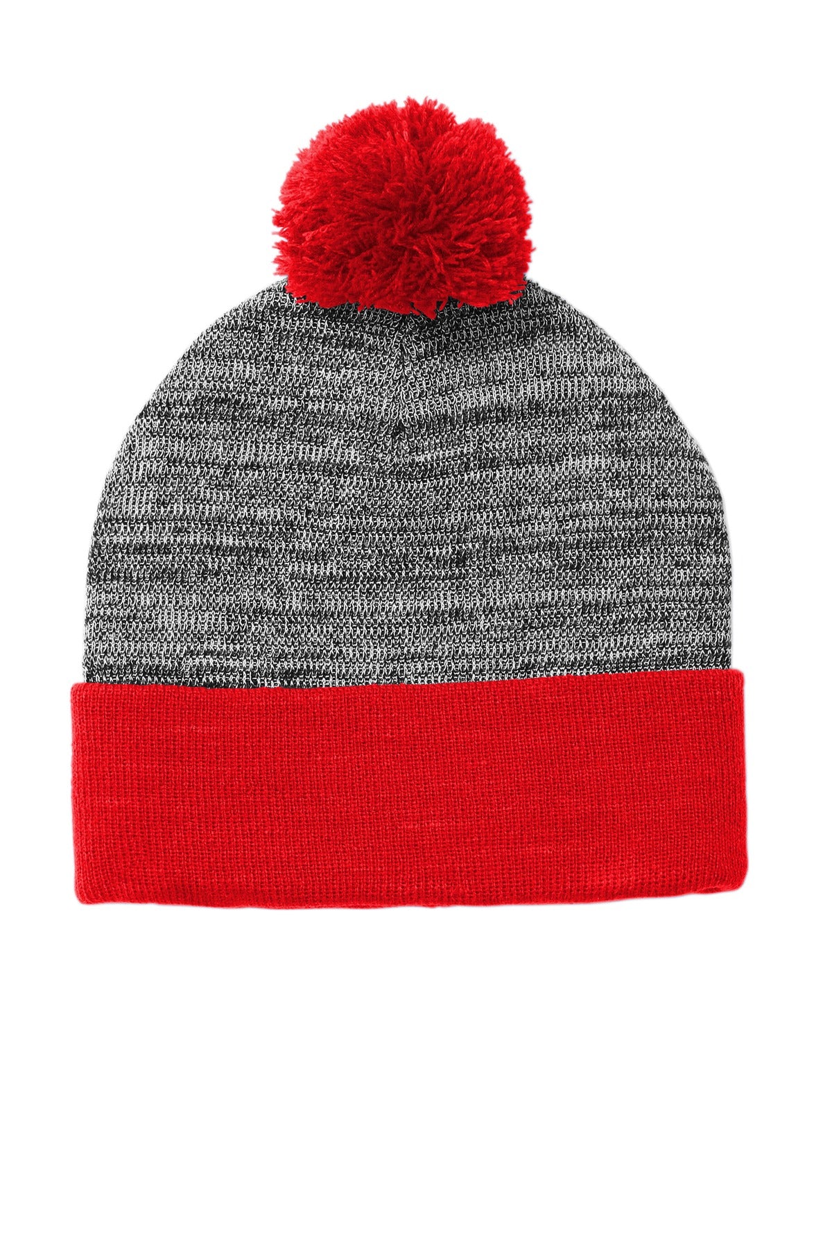 Sport-Tek STC41 Tek  Heather Pom Pom Beanie