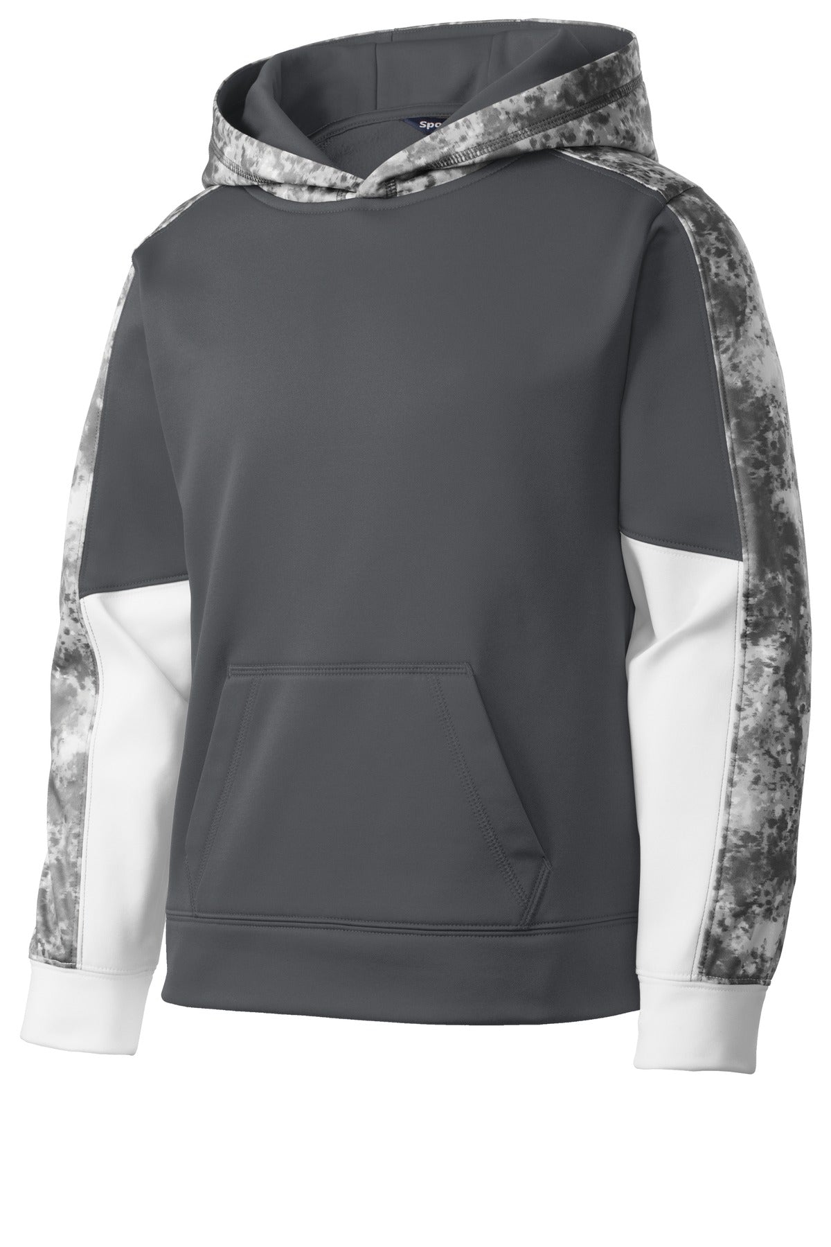 Sport-Tek YST231 Tek Youth Sport-Wick Mineral Freeze Fleece Colorblock Hooded Pullover