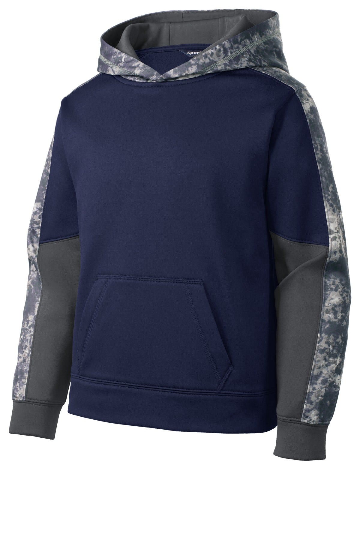 Sport-Tek YST231 Tek Youth Sport-Wick Mineral Freeze Fleece Colorblock Hooded Pullover