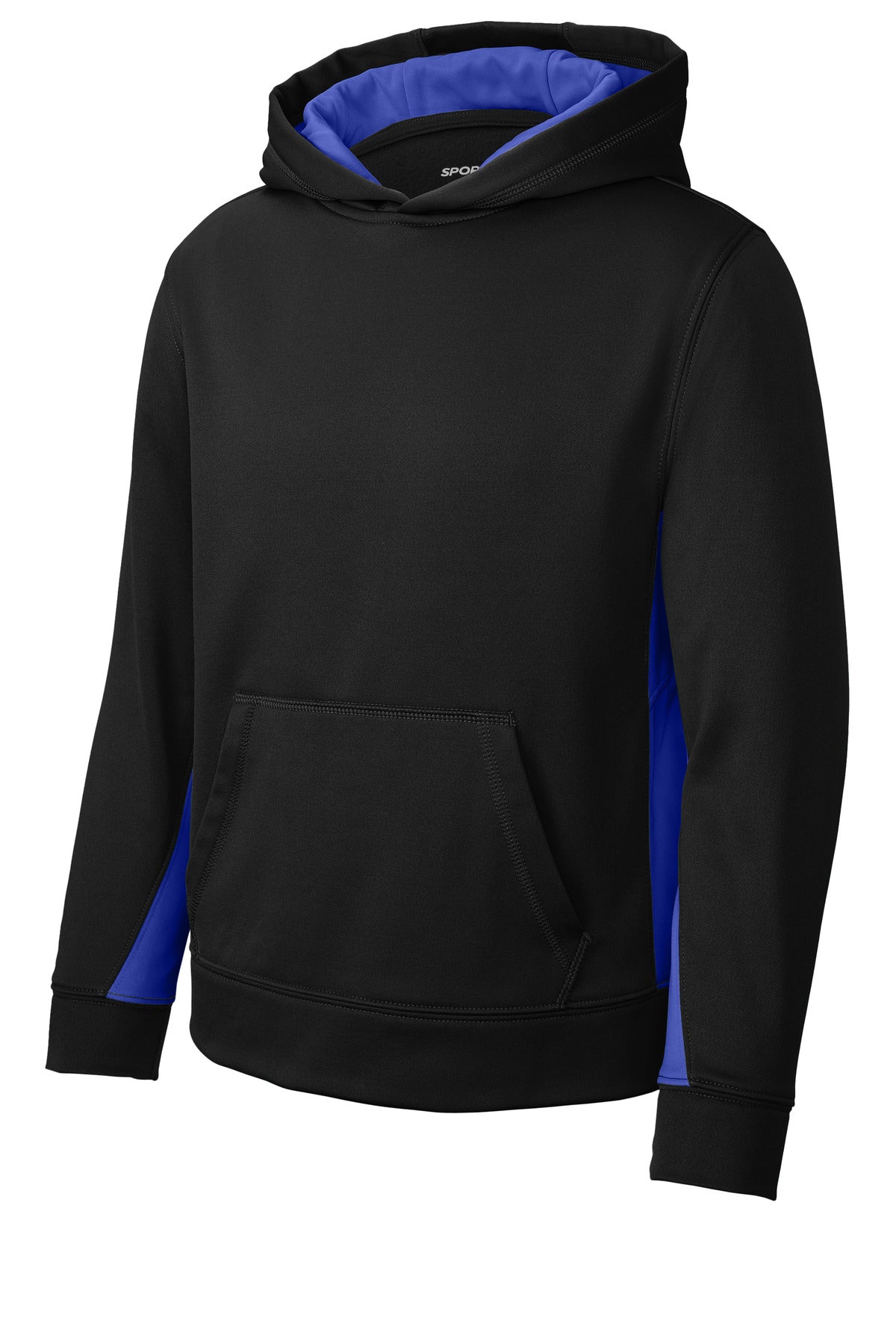Sport-Tek YST235 Tek Youth Sport-Wick Fleece Colorblock Hooded Pullover