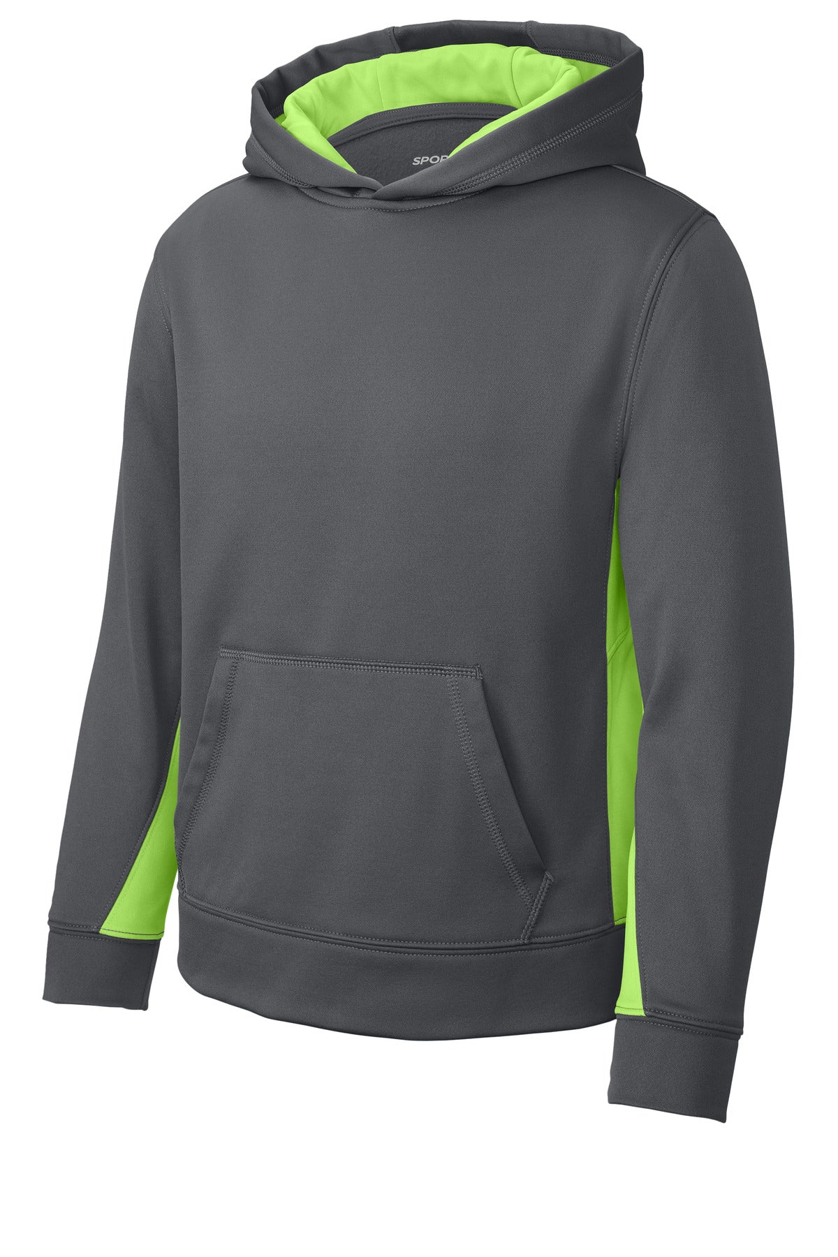 Sport-Tek YST235 Tek Youth Sport-Wick Fleece Colorblock Hooded Pullover