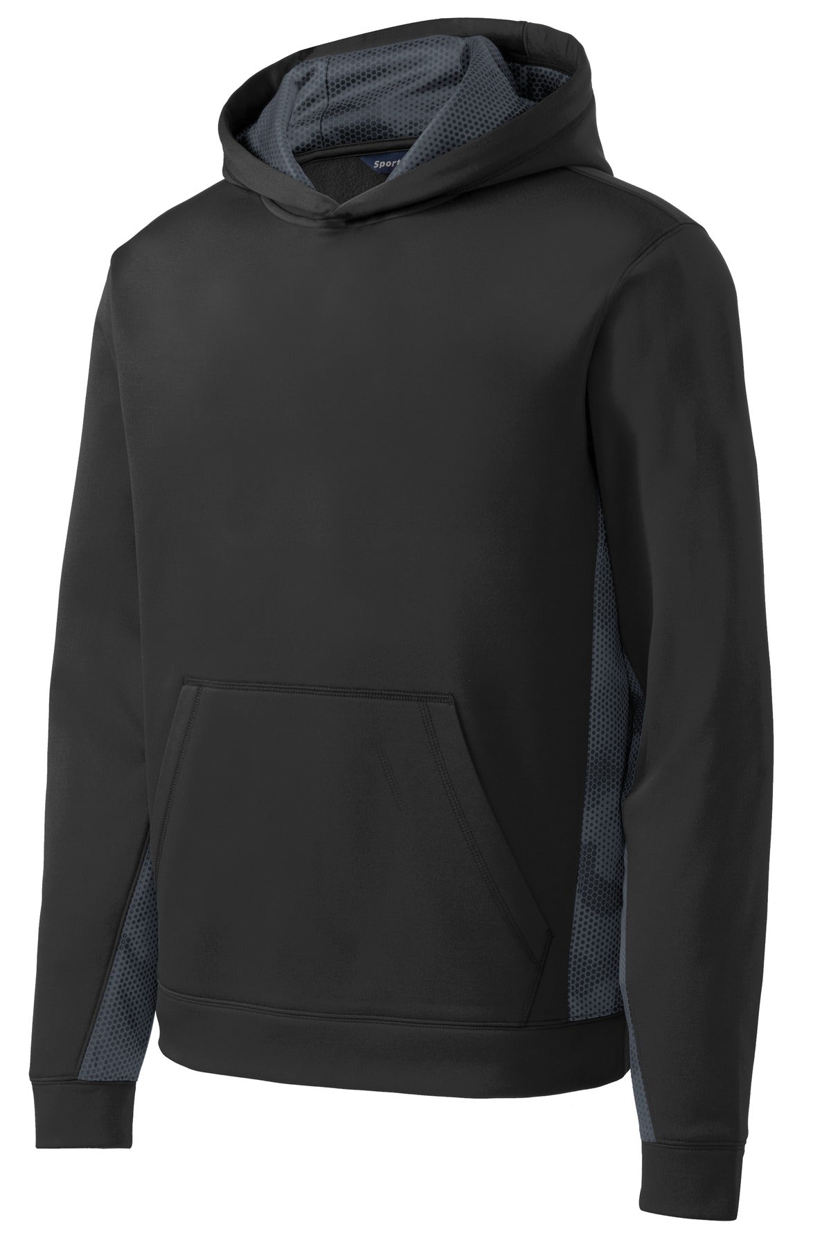 Sport-Tek YST239 Tek Youth Sport-Wick CamoHex Fleece Colorblock Hooded Pullover