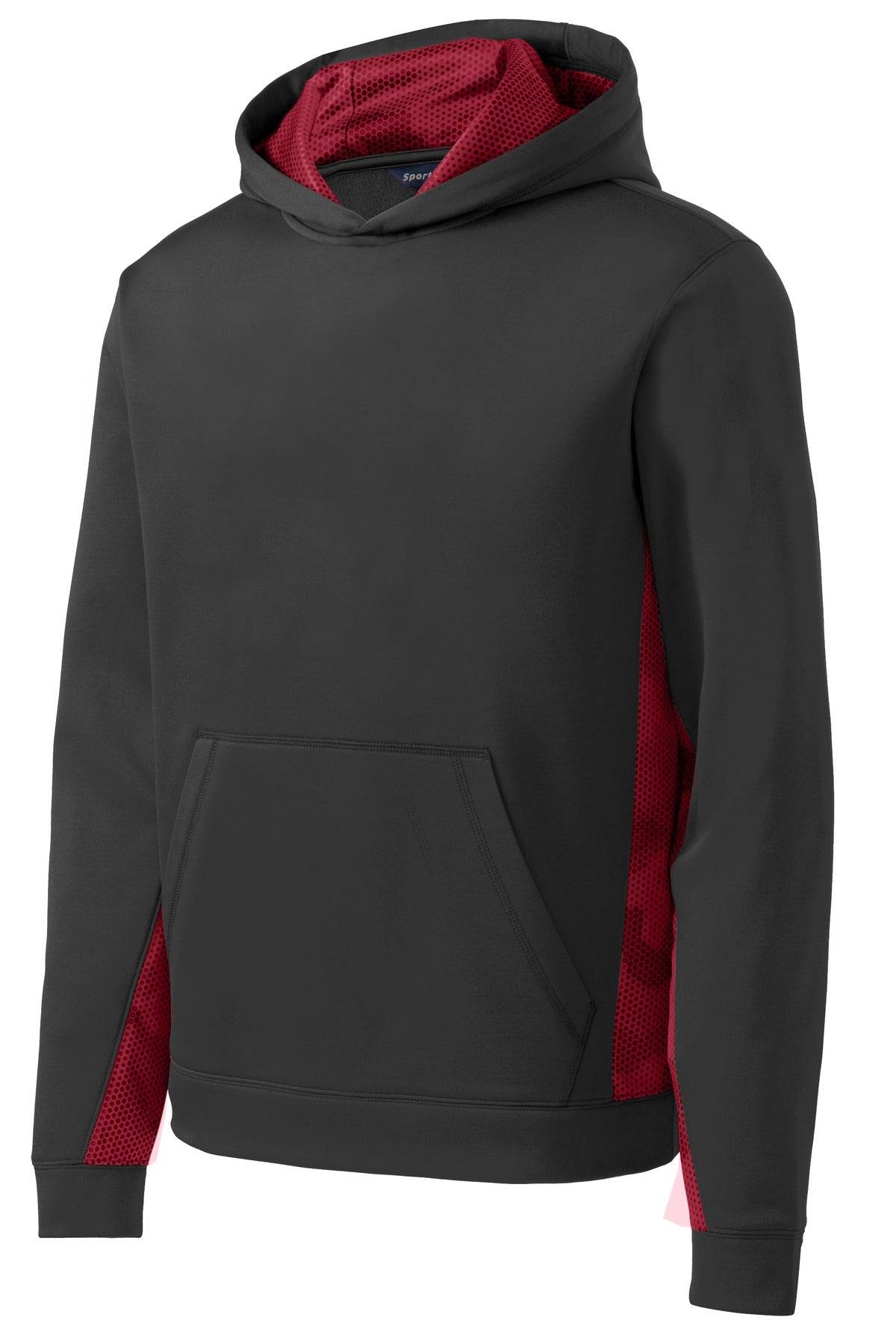 Sport-Tek YST239 Tek Youth Sport-Wick CamoHex Fleece Colorblock Hooded Pullover