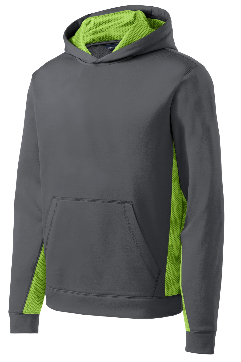 Sport-Tek YST239 Tek Youth Sport-Wick CamoHex Fleece Colorblock Hooded Pullover