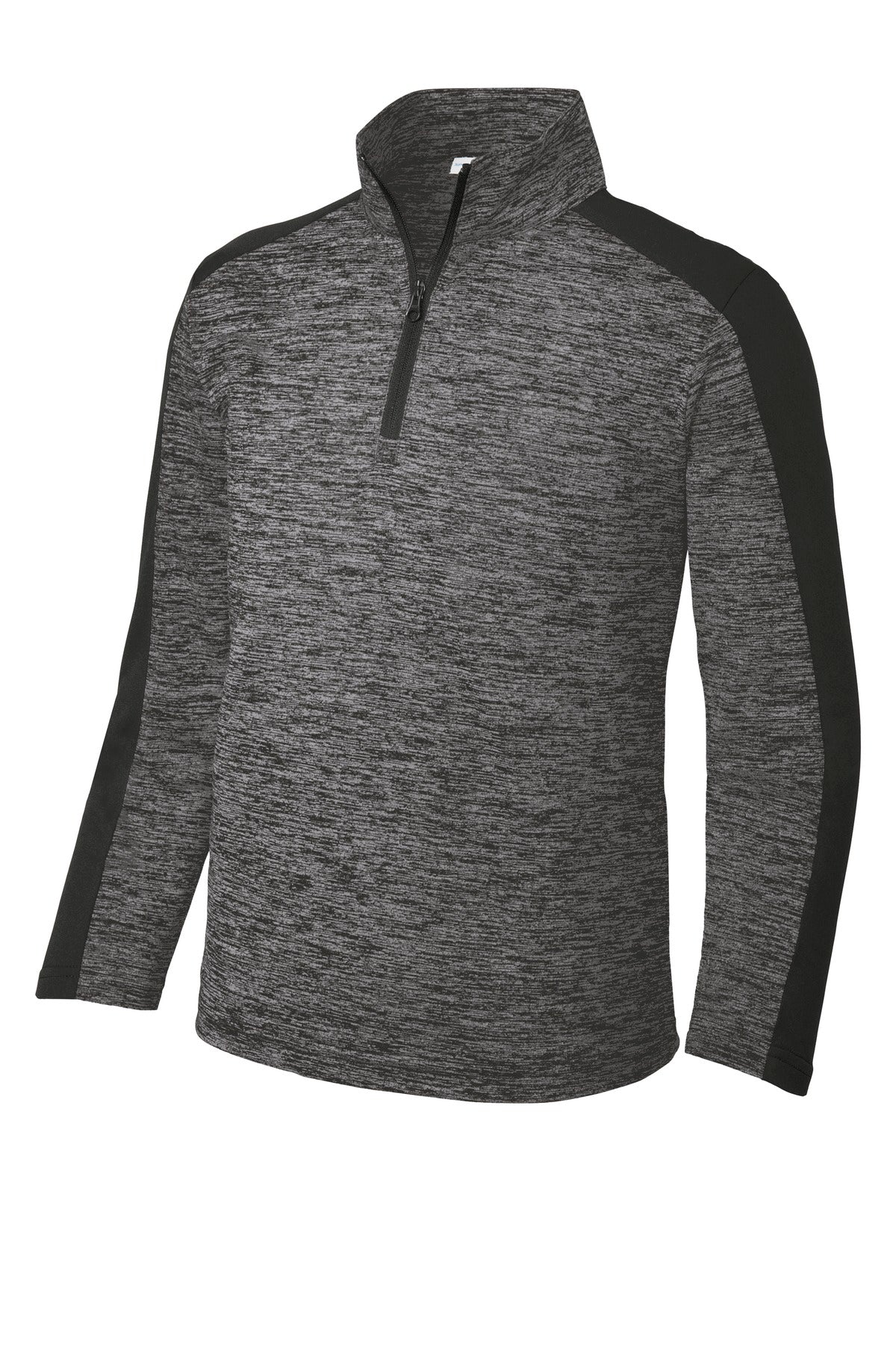 Sport-Tek YST397 Tek  Youth PosiCharge  Electric Heather Colorblock 1/4-Zip Pullover