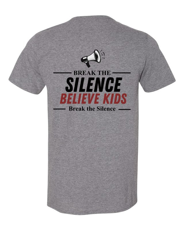 Break The Silence · Believe Kids Tee — Graphite Heather